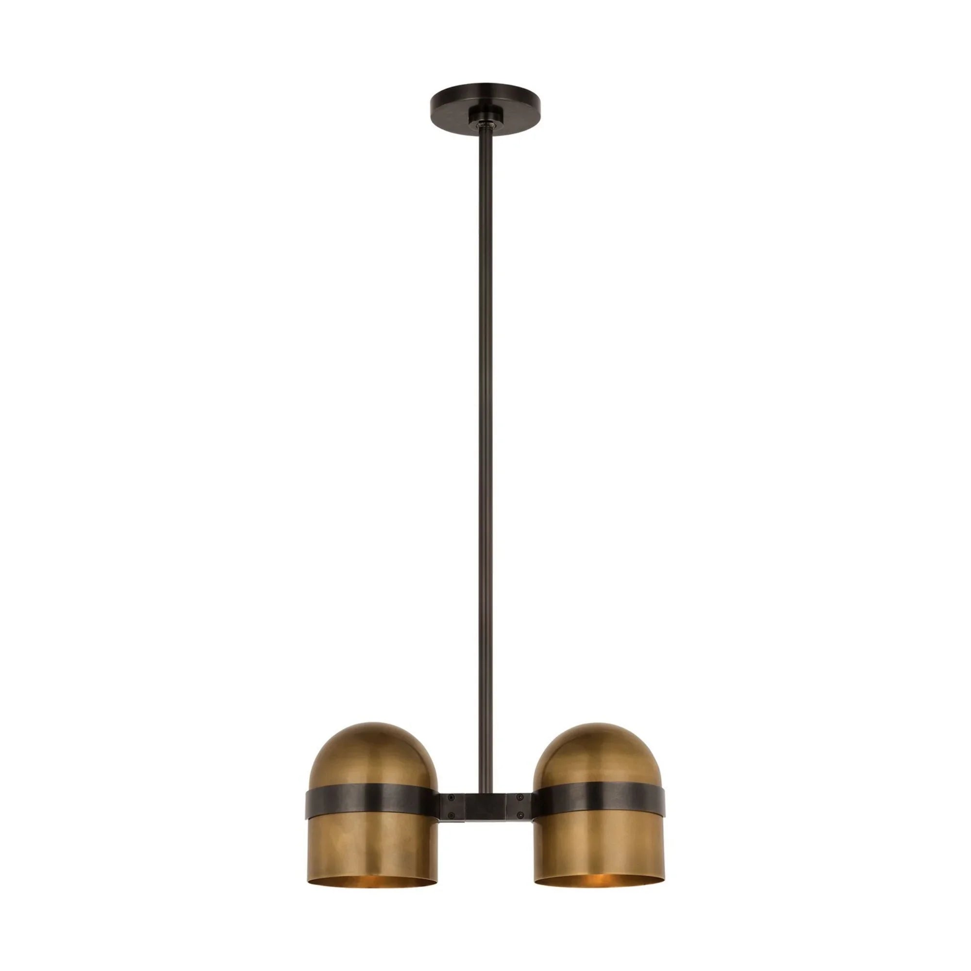 Octavia 16" 2-Light LED Large Pendant, 120-277V, Blackened Bronze & Bright Worn Brass Finish - Bees Lighting