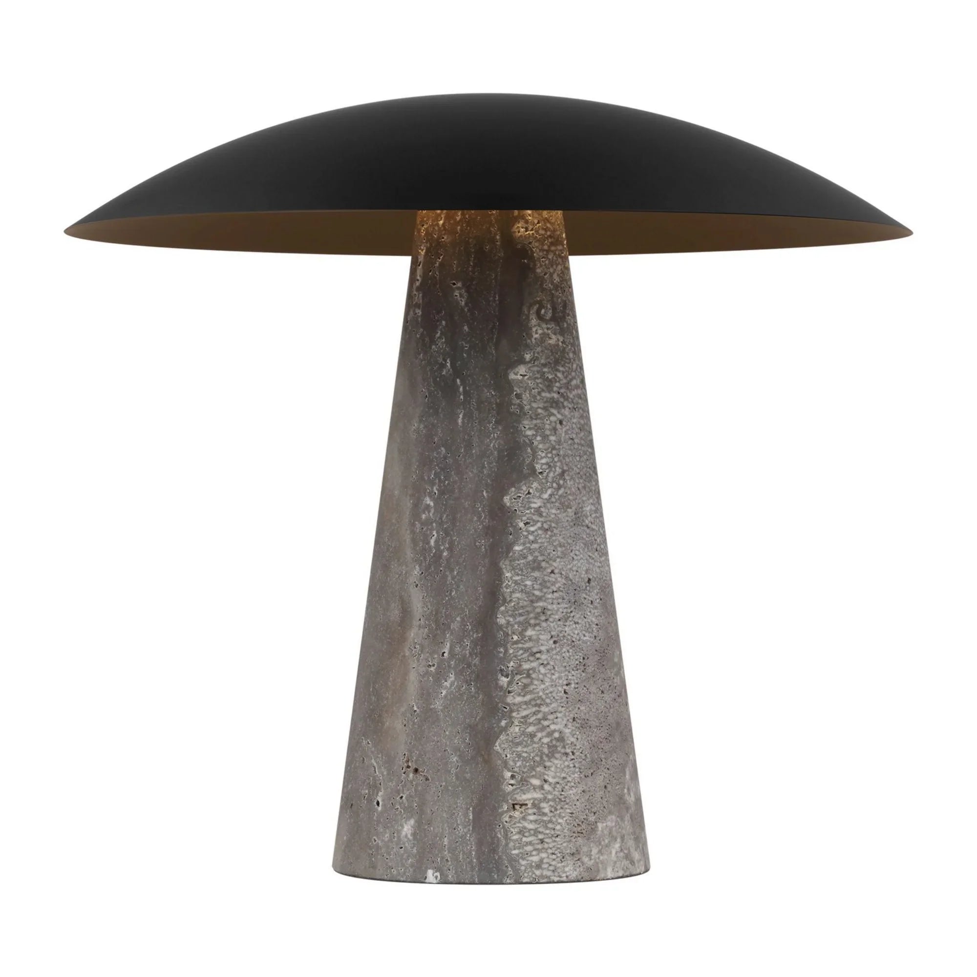 Aegis Medium Table Lamp, 120-240V, Dark Bronze & Travertine Finish - Bees Lighting