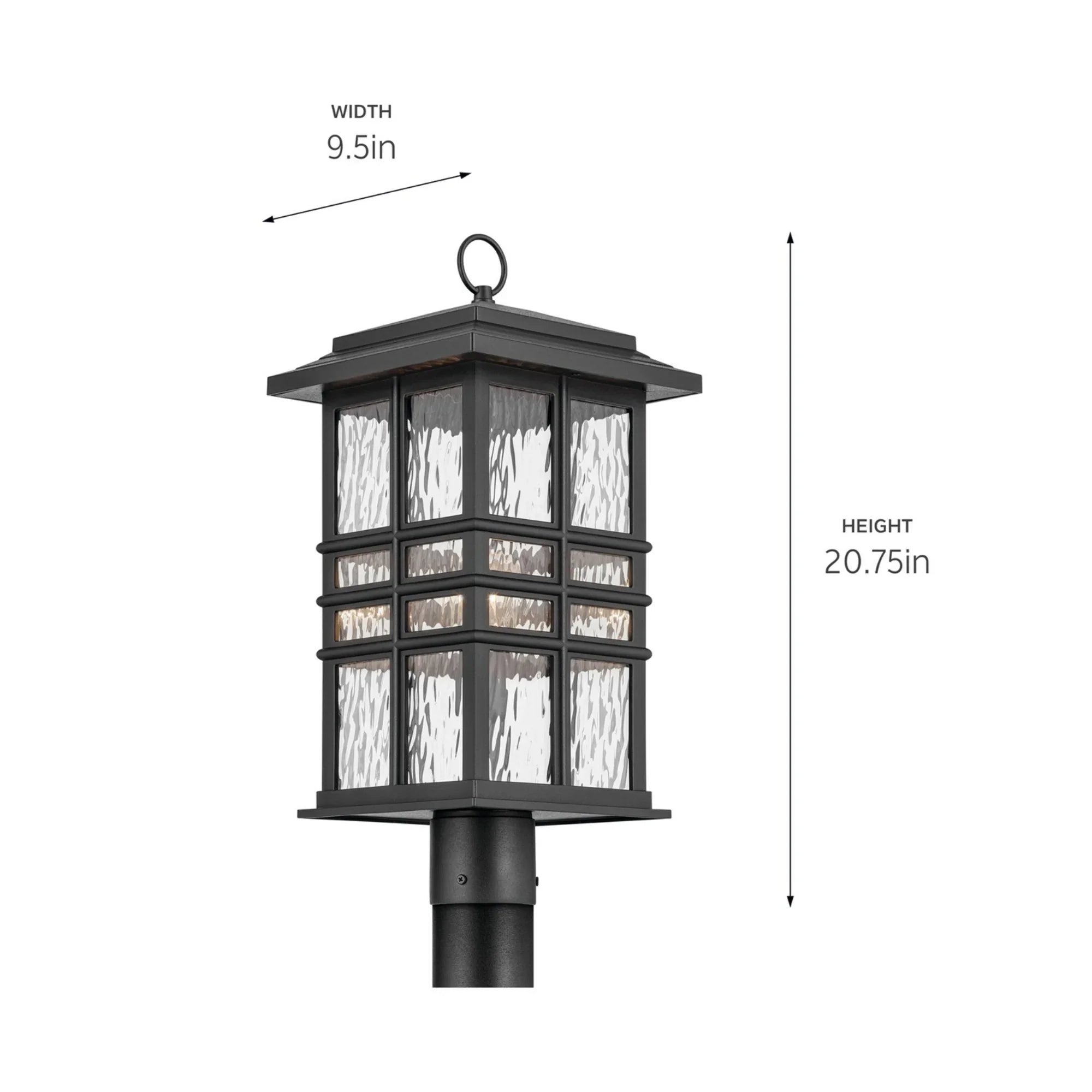 Beacon Square 21" Outdoor Post Light, Textured Black Finish - Bees Lighting
