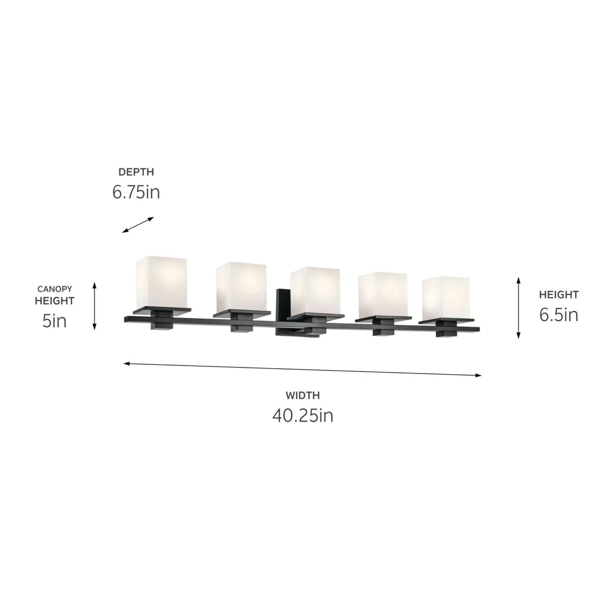 Tully 40" 5-Light Bath Vanity Light, Black Finish - Bees Lighting