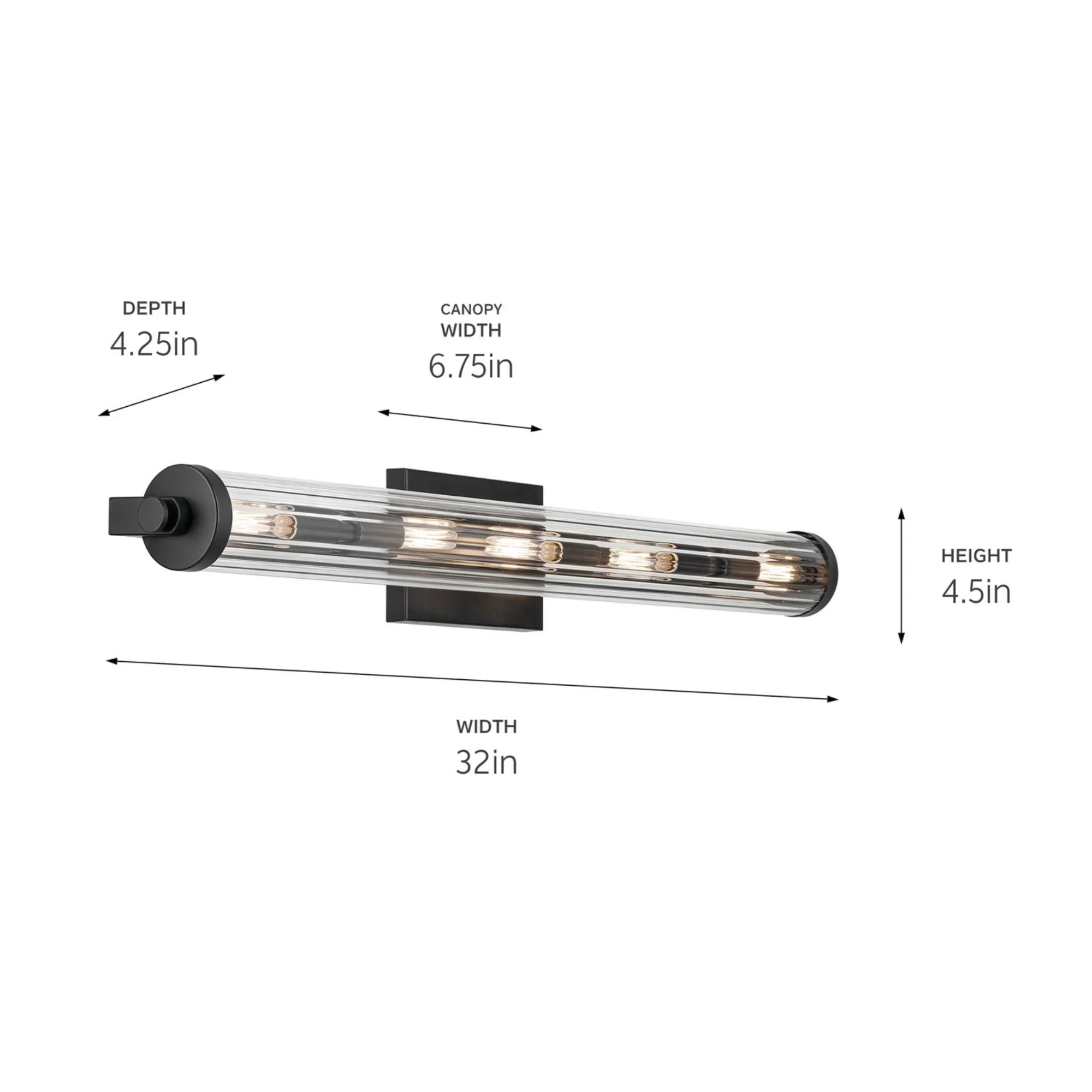 Azores 32" 5-Light Linear Bath, Black Finish - Bees Lighting