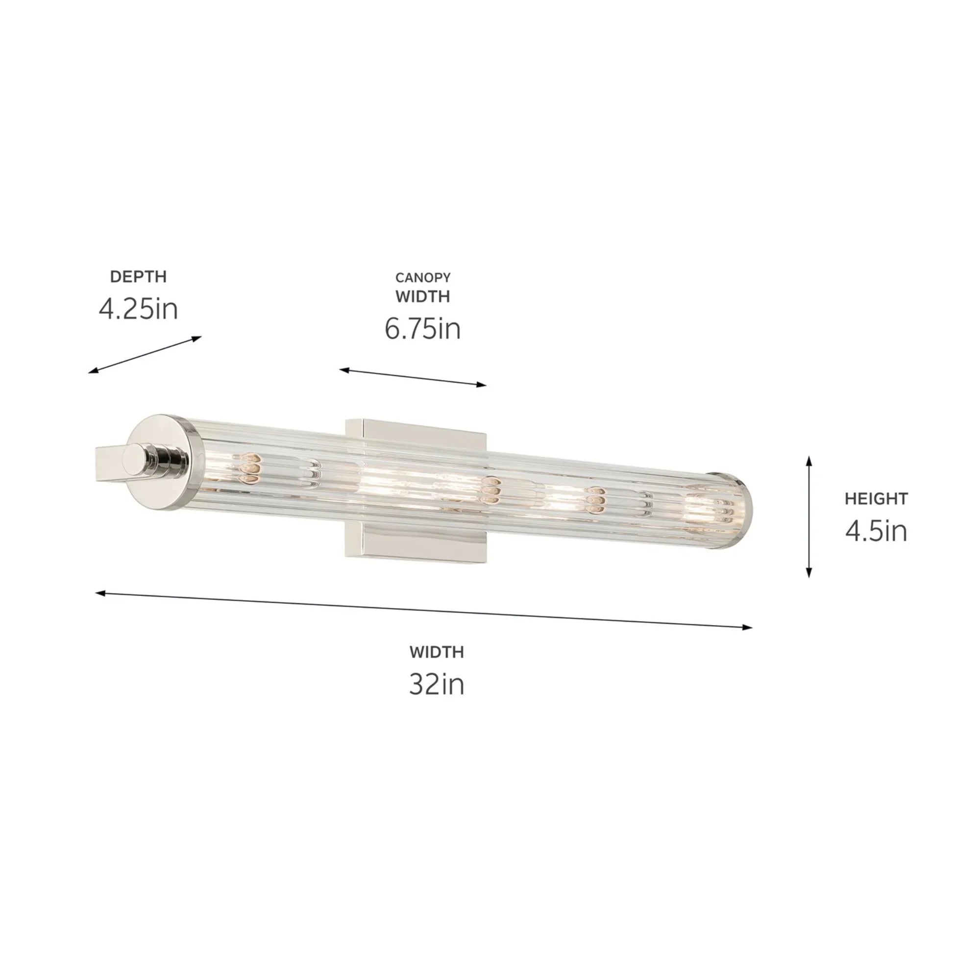 Azores 32" 5-Light Linear Bath, Polished Nickel Finish - Bees Lighting