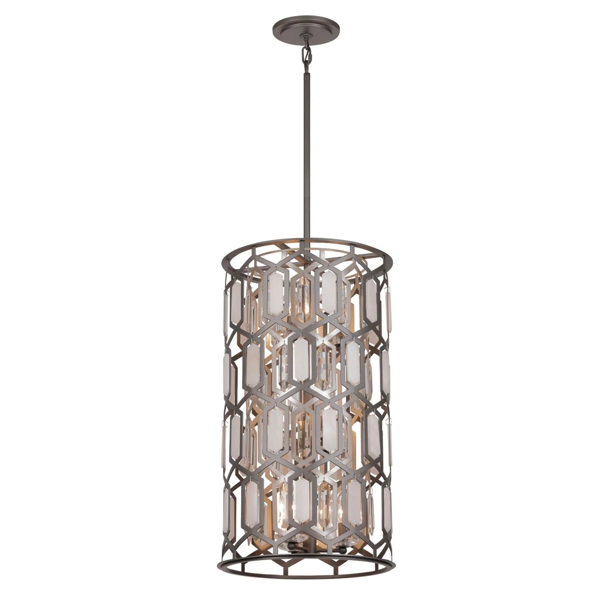 Hexly 29" 9-Light Pendant, Bronze & Sultry Silver Finish - Bees Lighting