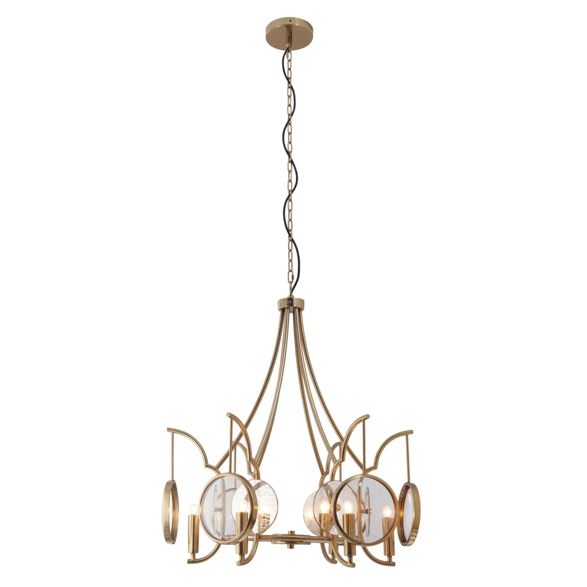 Into Focus 32" 6-Light Chandelier, Artisan Brass Finish - Bees Lighting
