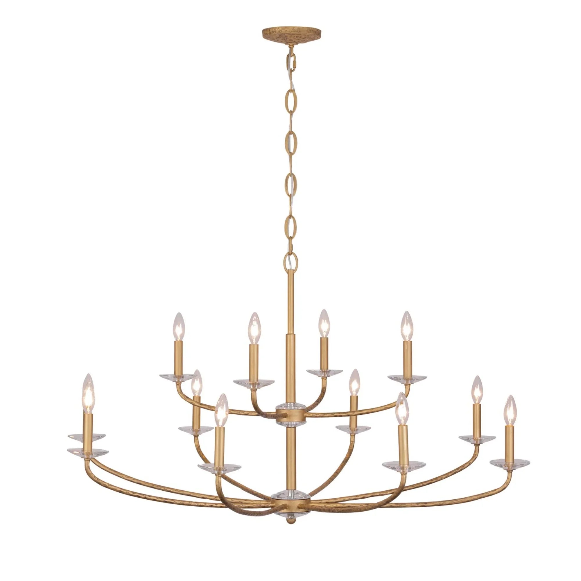 Atella 48" 12-Light Chandelier, Ashen Gold Finish - Bees Lighting