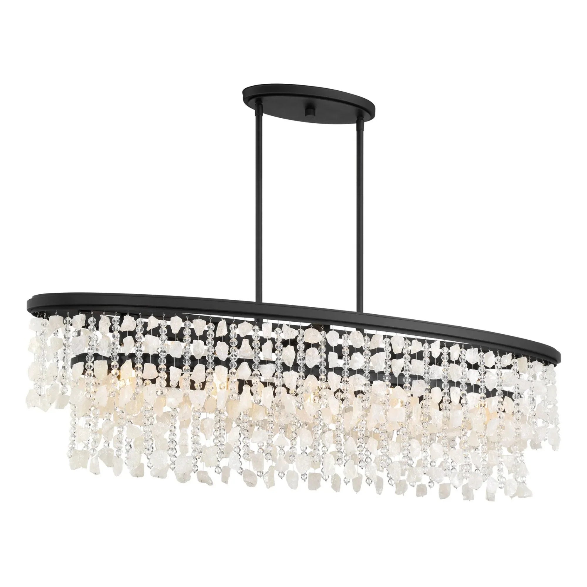 Shimmering Elegance 48" 5-Light Island Light, Sand Coal Finish with Crystals and Beads - Bees Lighting