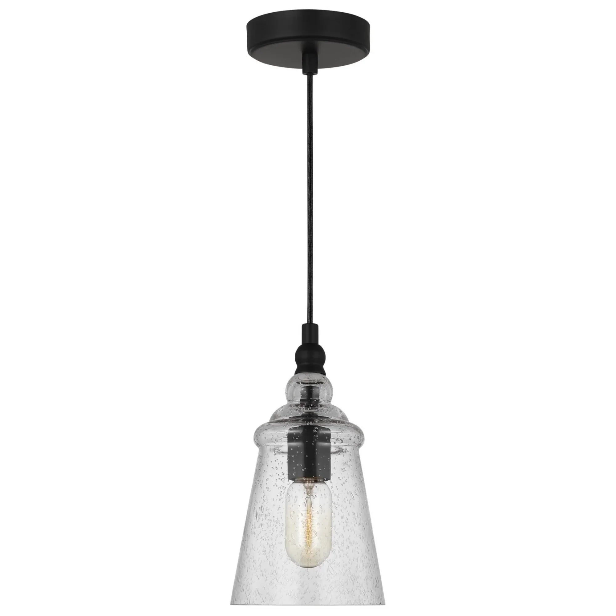 Loras 6" Mini Pendant, Midnight Black Finish - Bees Lighting