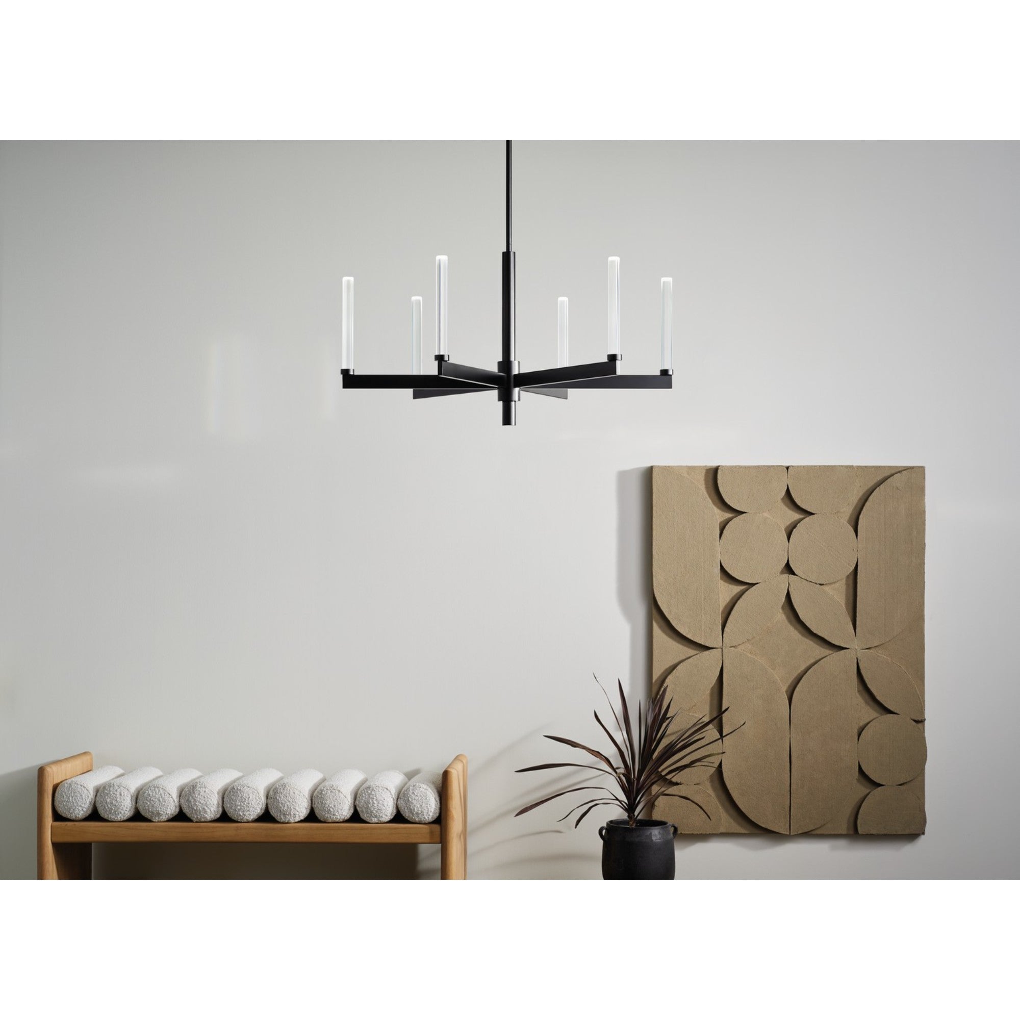 Sycara 36" 6-Light LED Chandelier, Black Finish