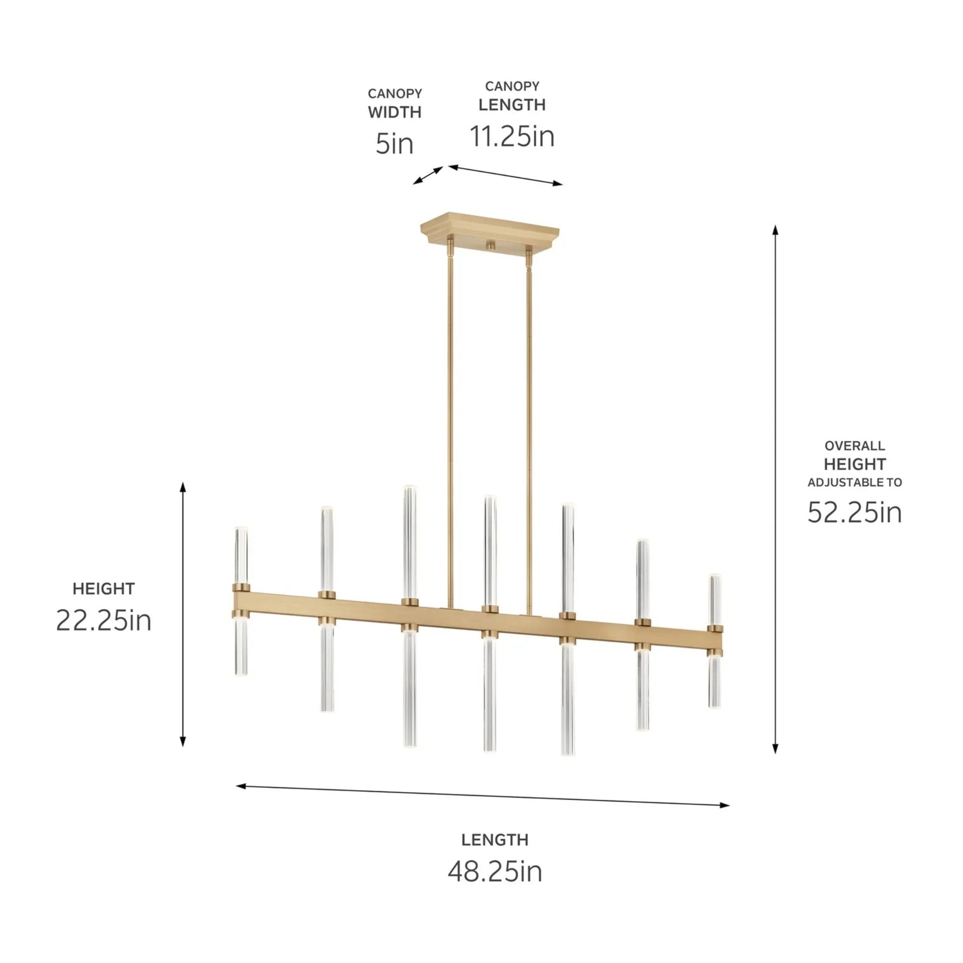 Sycara 48" LED Linear Chandelier, Champagne Bronze Finish - Bees Lighting