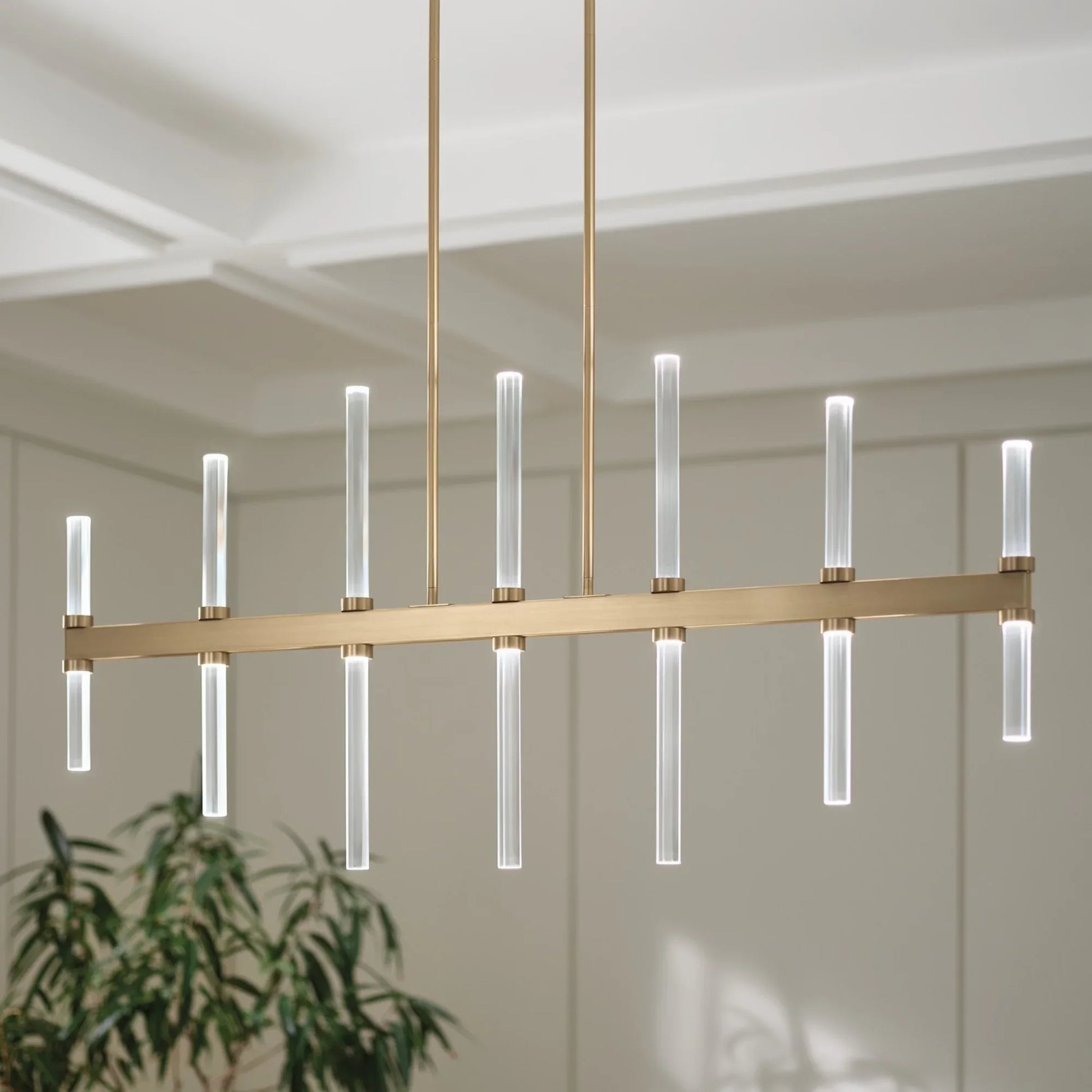 Sycara 48" LED Linear Chandelier, Champagne Bronze Finish - Bees Lighting
