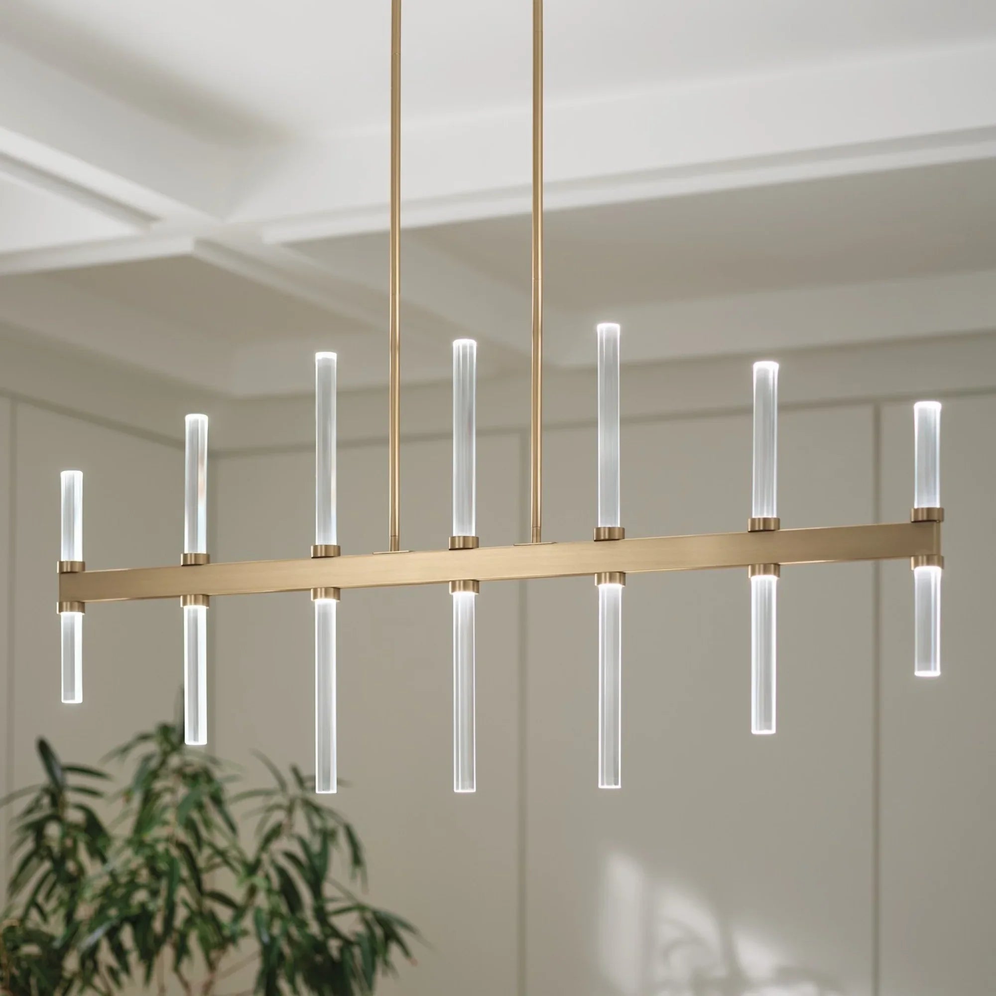 Sycara 48" LED Linear Chandelier, Champagne Bronze Finish - Bees Lighting