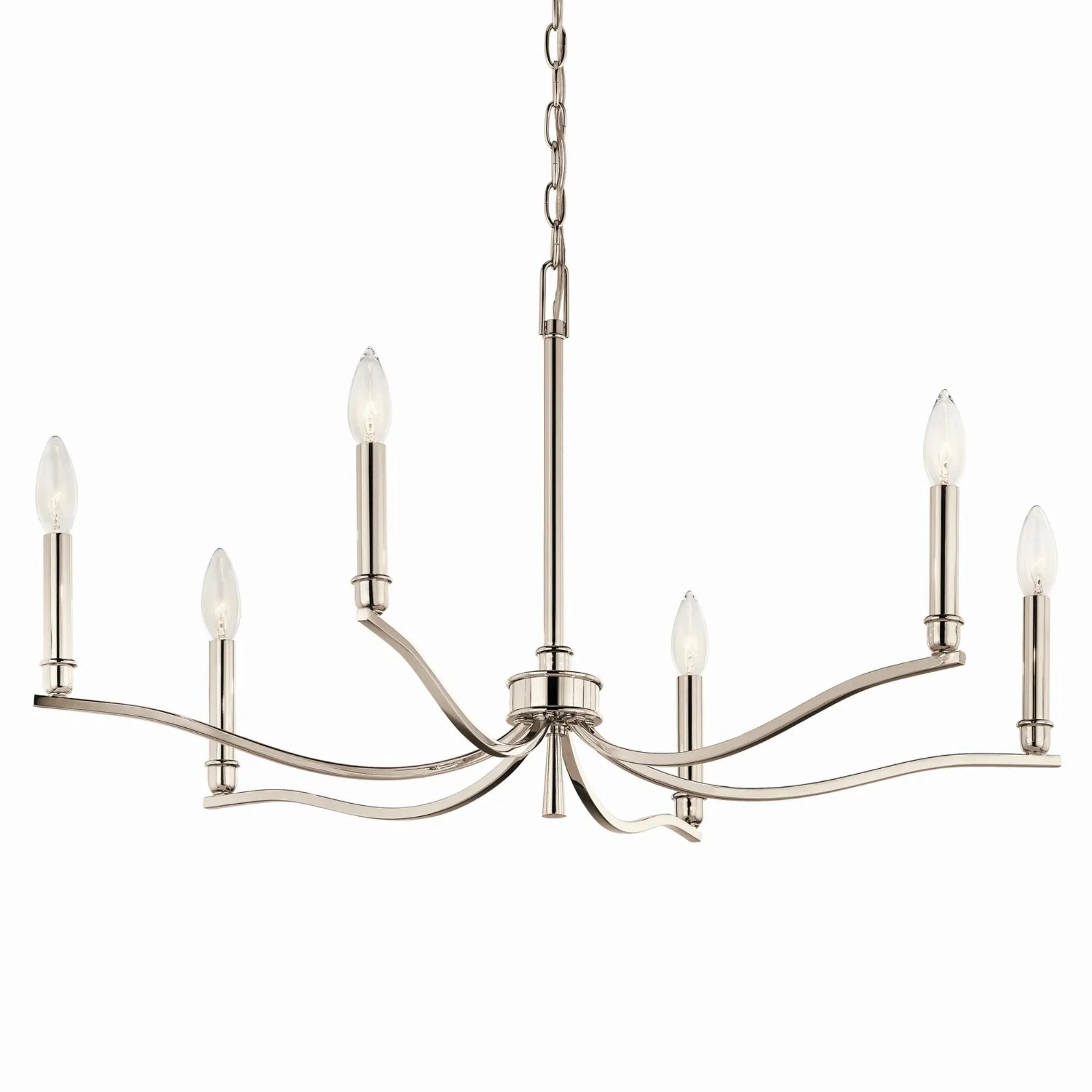 Malene 32" 6-Light Chandelier, Polished Nickel Finish - Bees Lighting