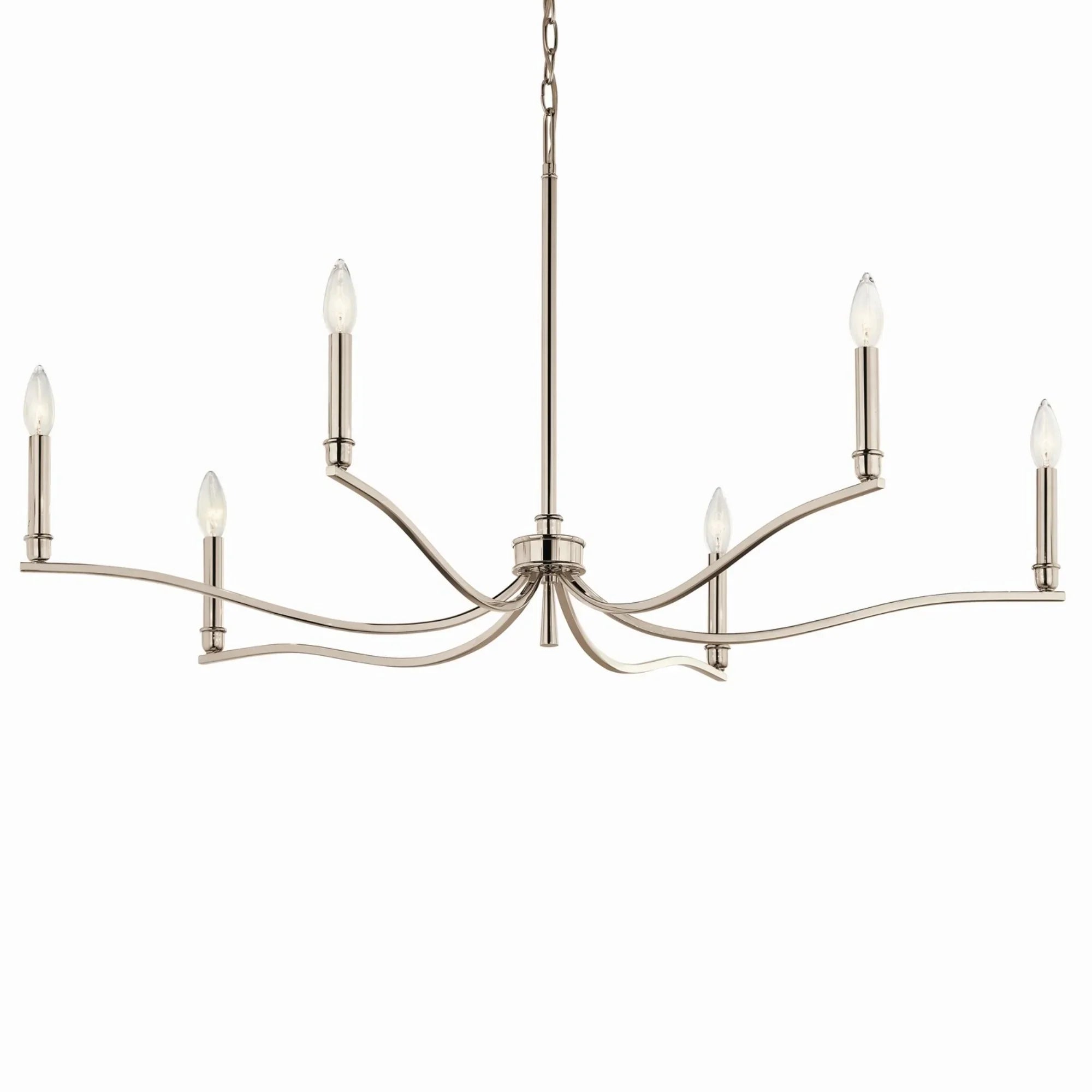 Malene 42" 6-Light Chandelier, Polished Nickel Finish - Bees Lighting