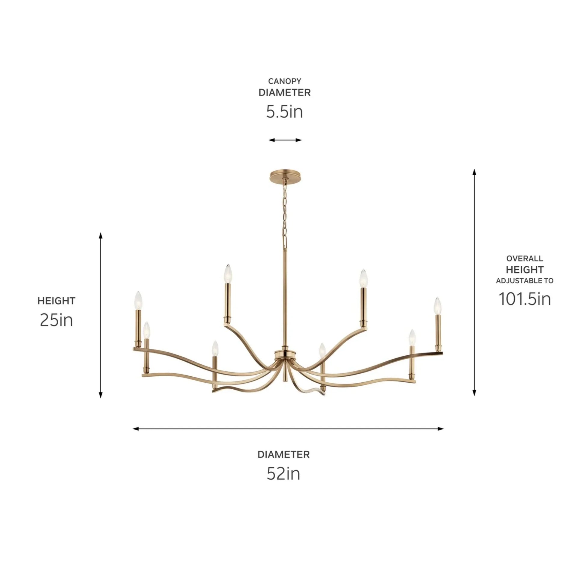 Malene 52" 8-Light Chandelier, Champagne Bronze Finish - Bees Lighting