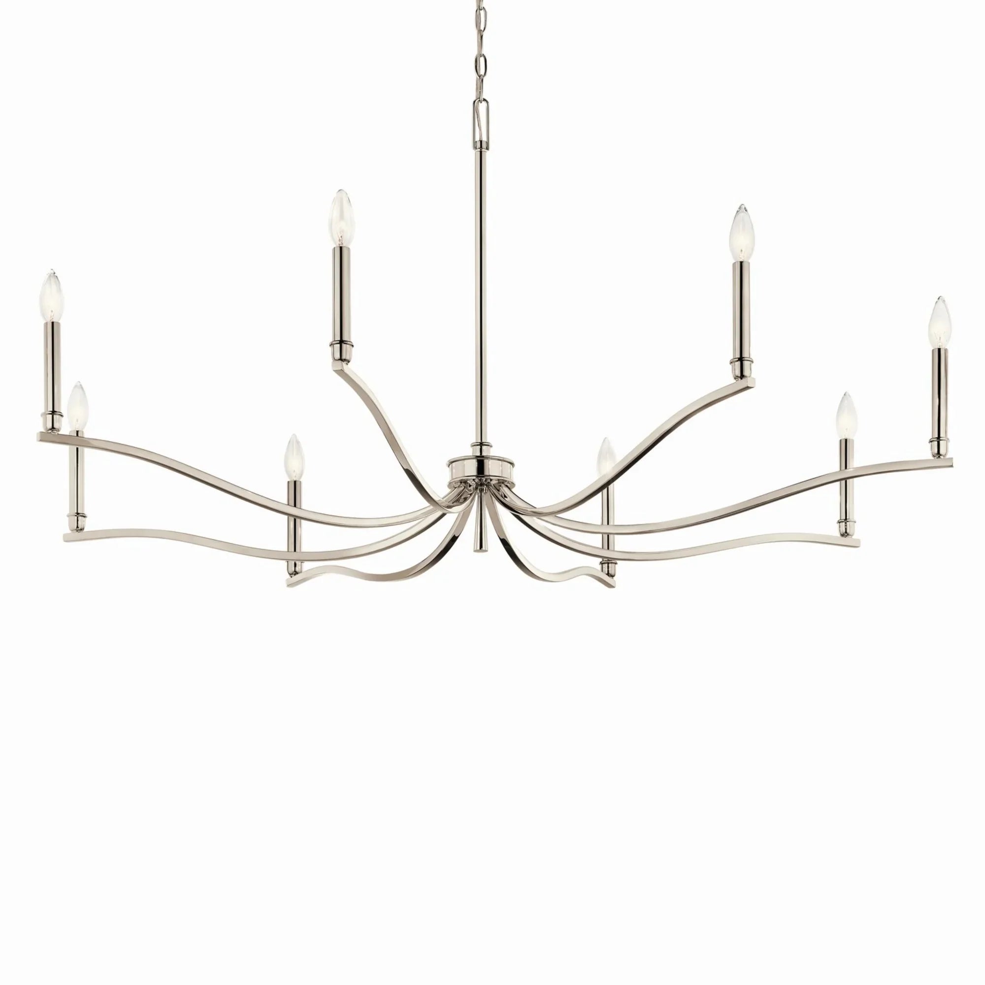 Malene 52" 8-Light Chandelier, Polished Nickel Finish - Bees Lighting