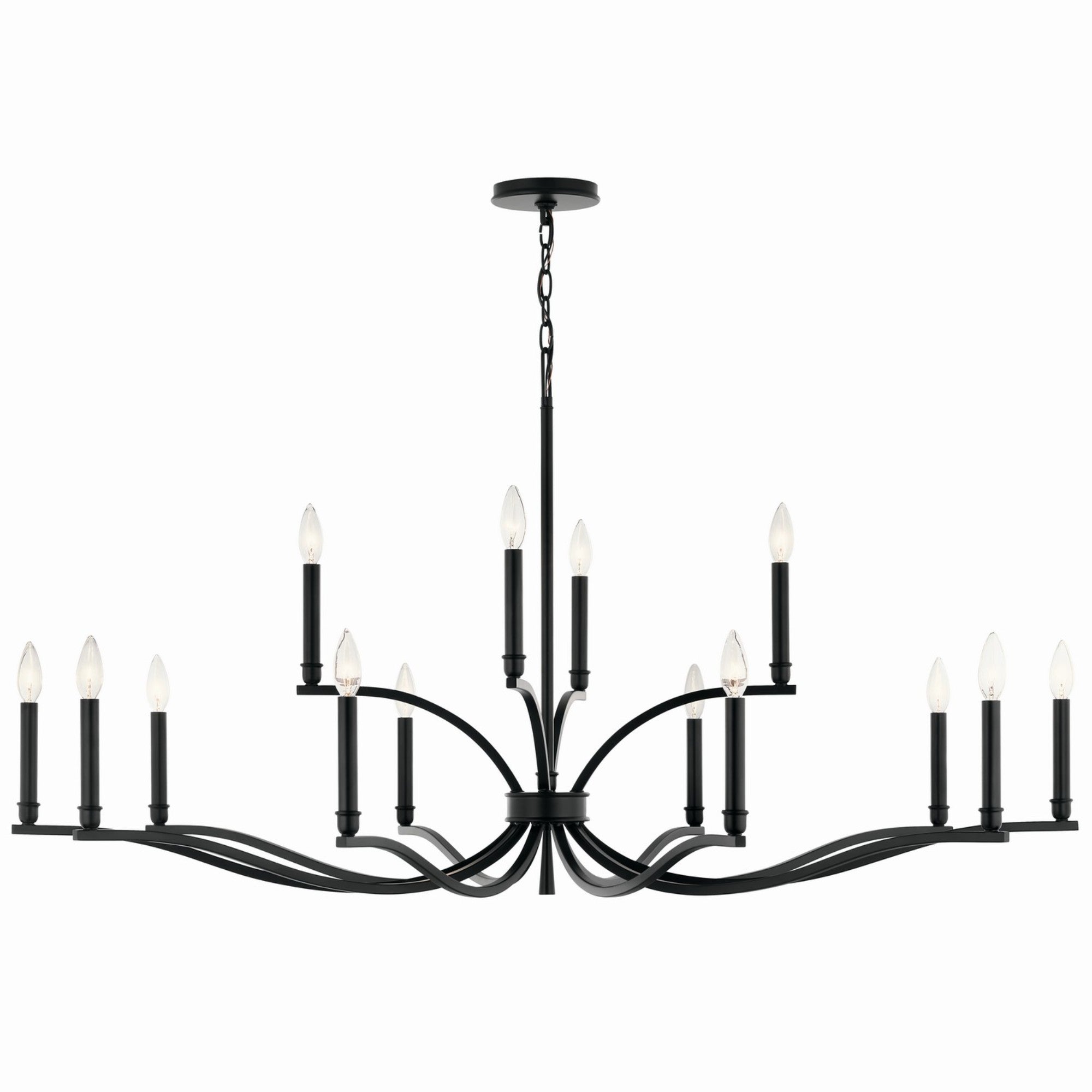 Malene 53" 14-Light Chandelier, Black Finish