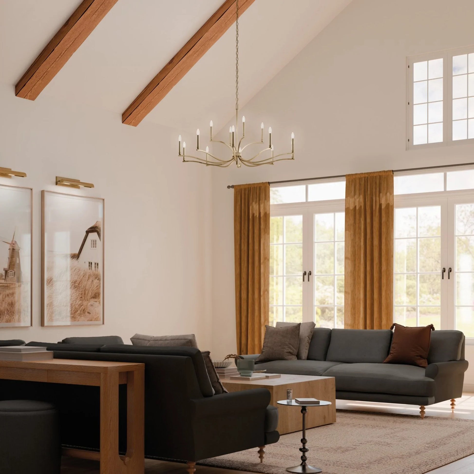 Malene 53" 14-Light Chandelier, Champagne Bronze Finish - Bees Lighting
