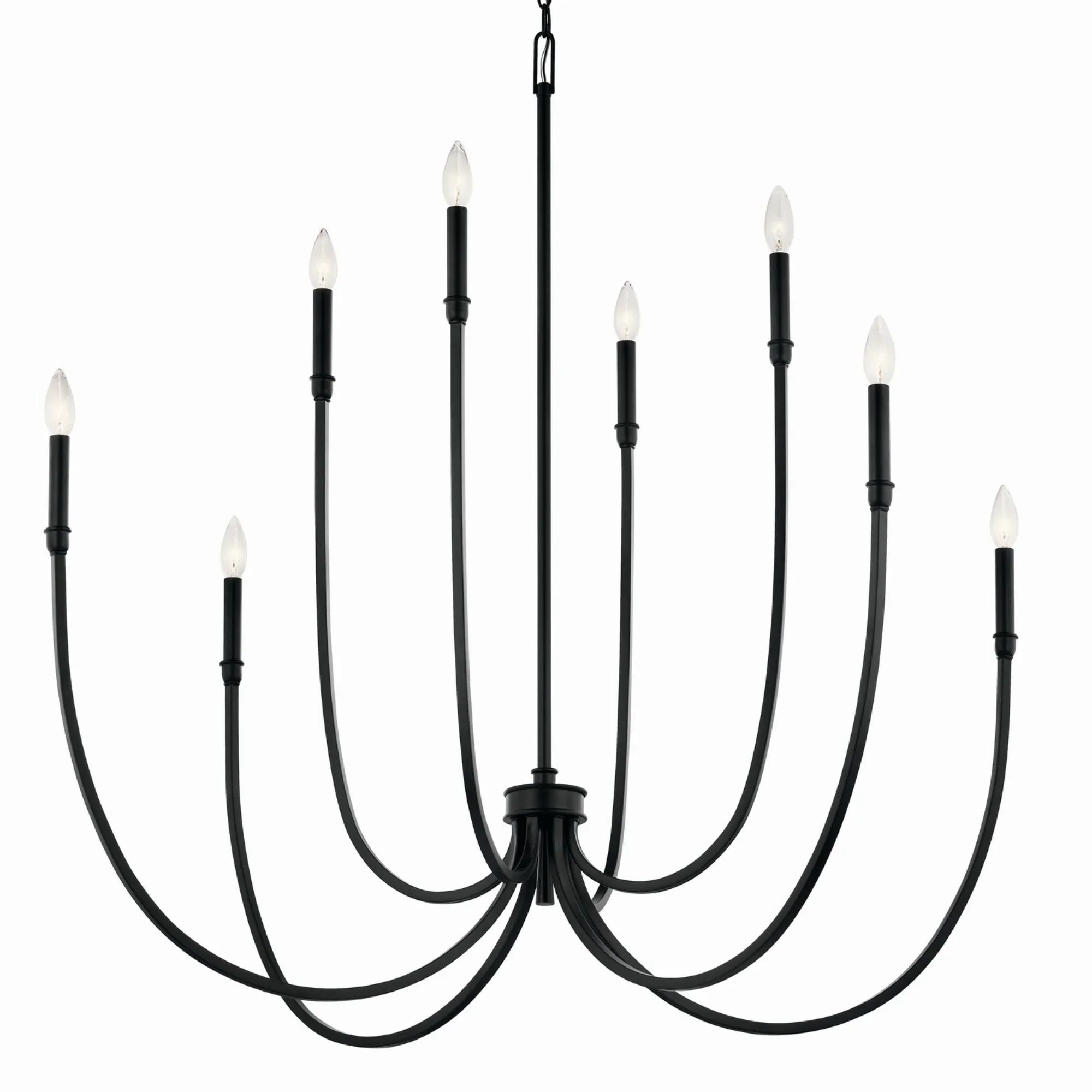 Malene 45" 8-Light Foyer Chandelier, Black Finish - Bees Lighting