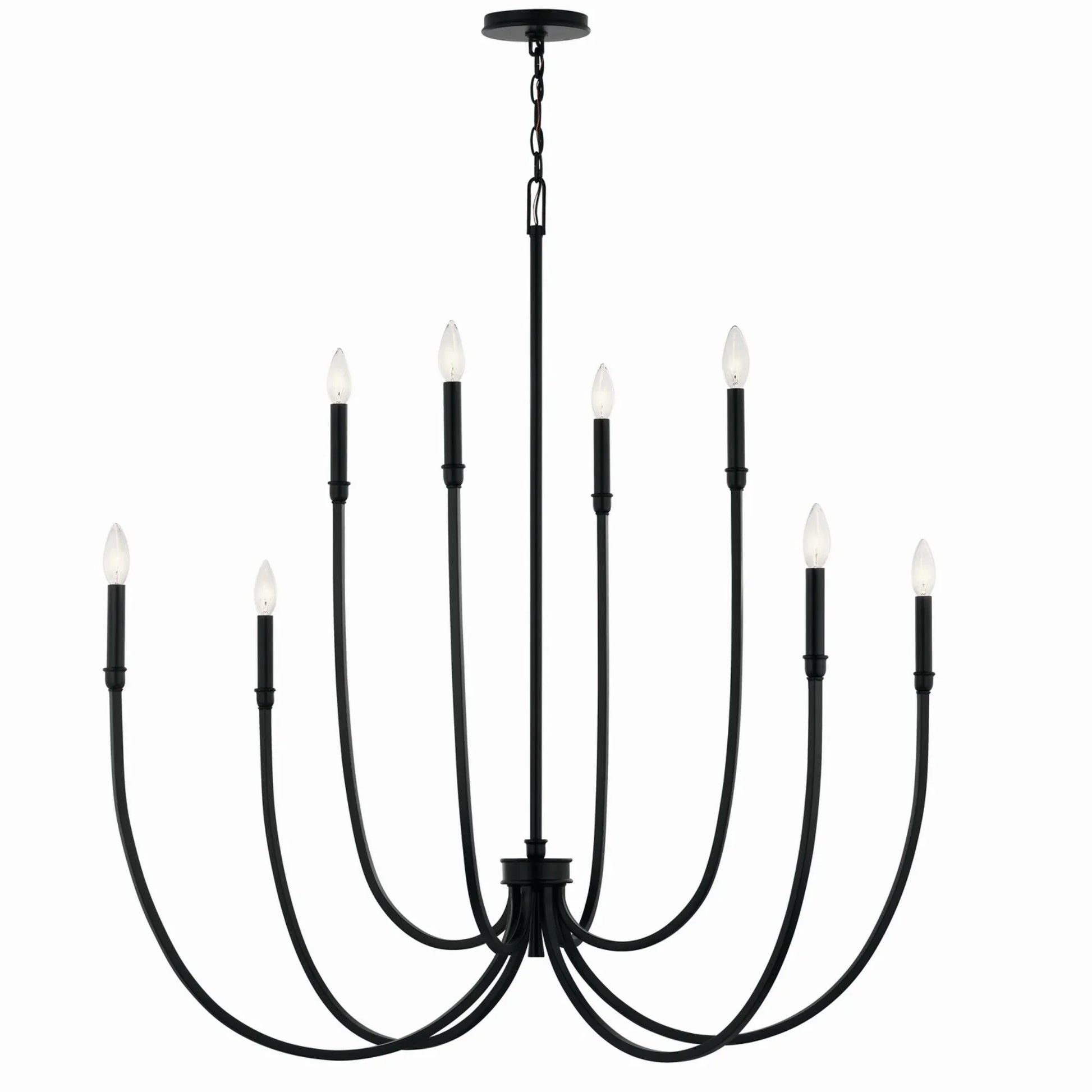 Malene 45" 8-Light Foyer Chandelier, Black Finish - Bees Lighting