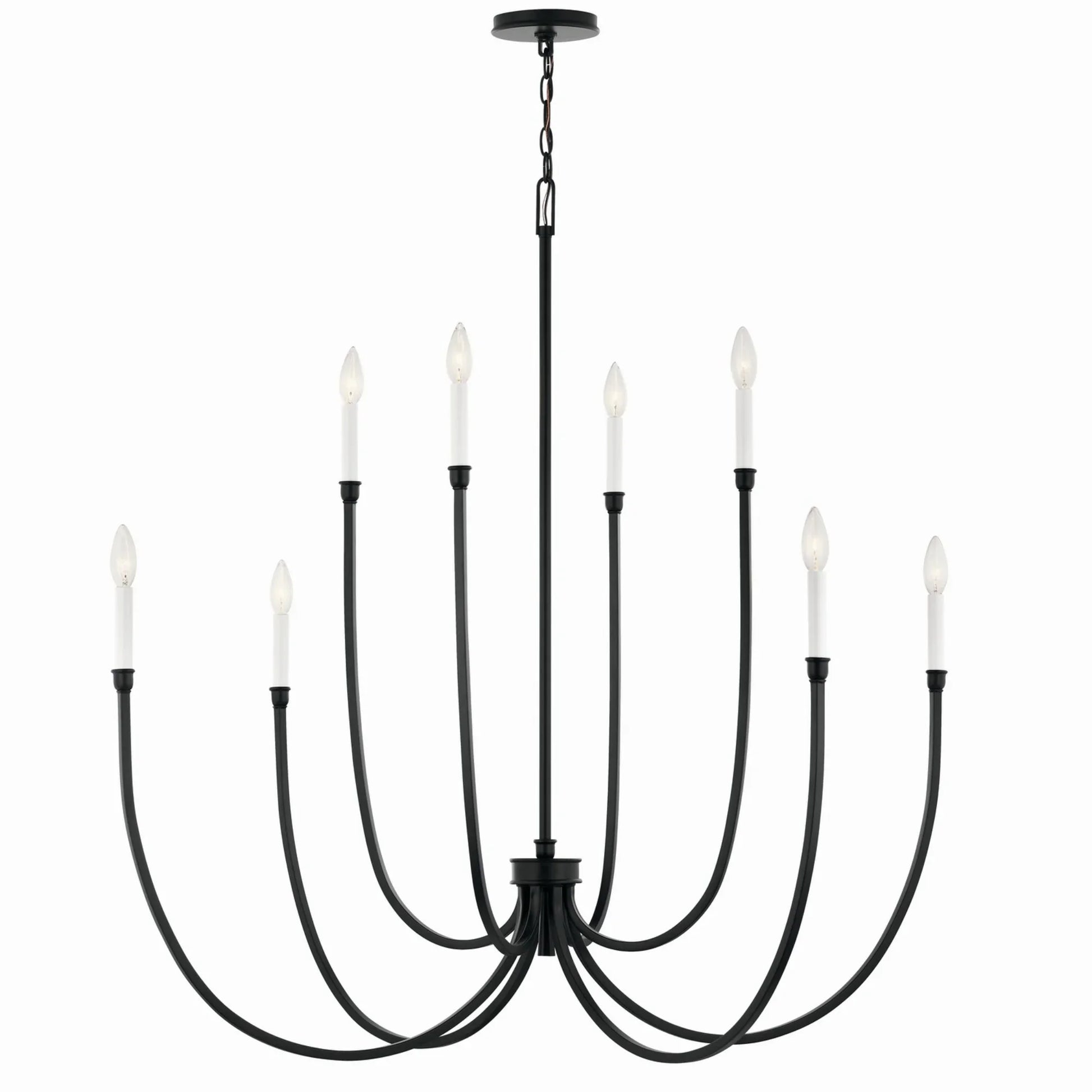 Malene 45" 8-Light Foyer Chandelier, Black Finish - Bees Lighting