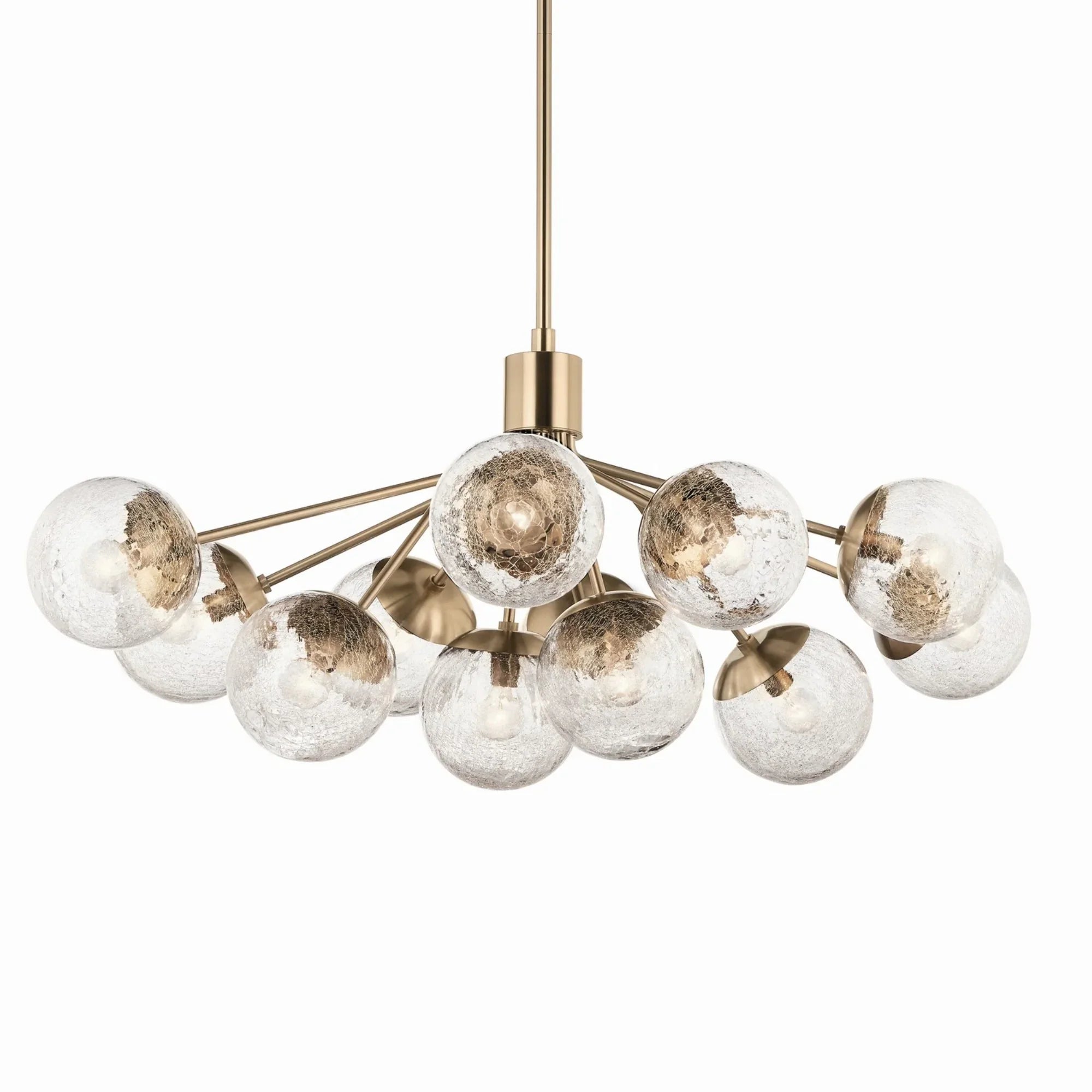 Silvarious 48" 12-Light Linear Chandelier, Champagne Bronze Finish, Crackle Glass - Bees Lighting