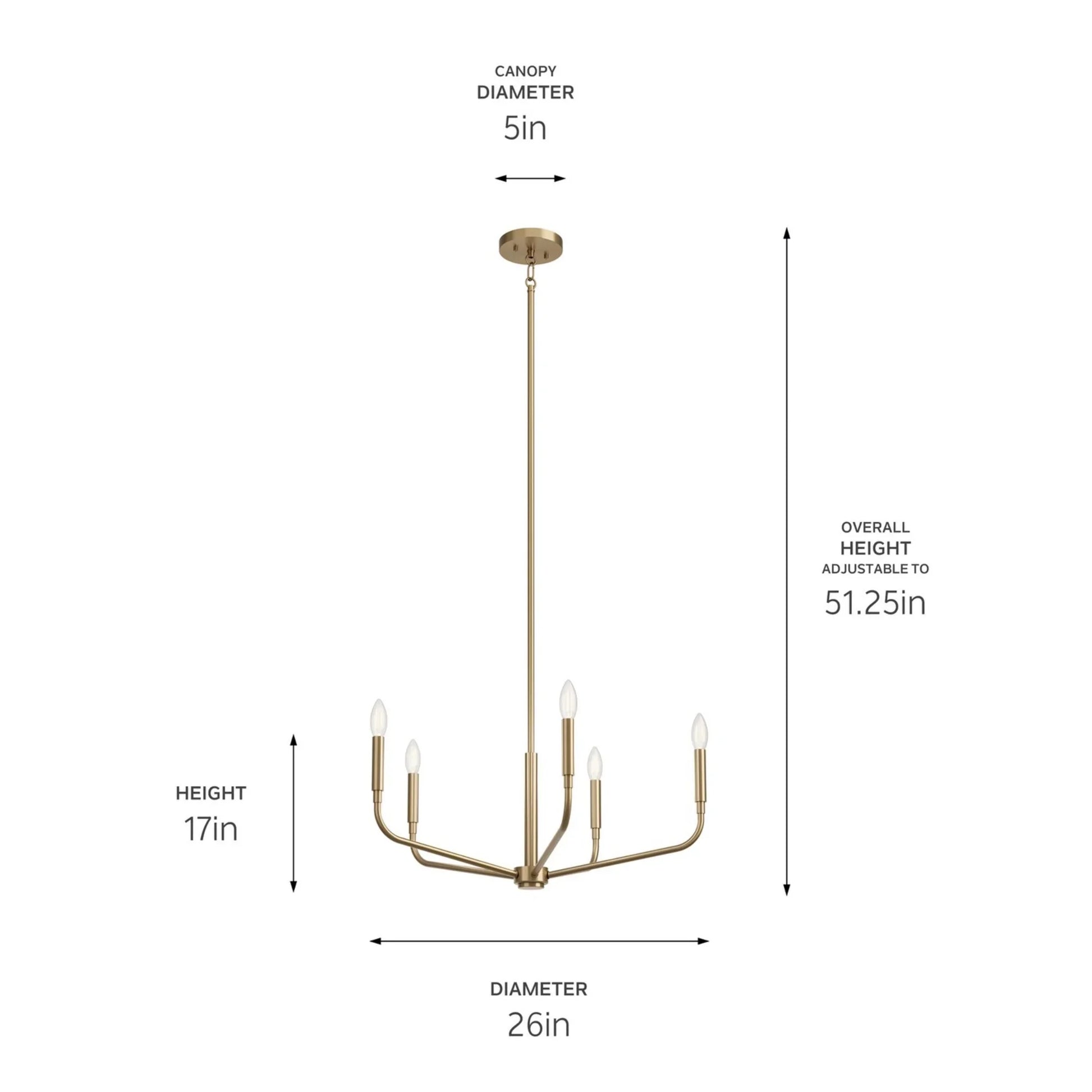 Madden 26" 5-Light Chandelier, Champagne Bronze Finish - Bees Lighting