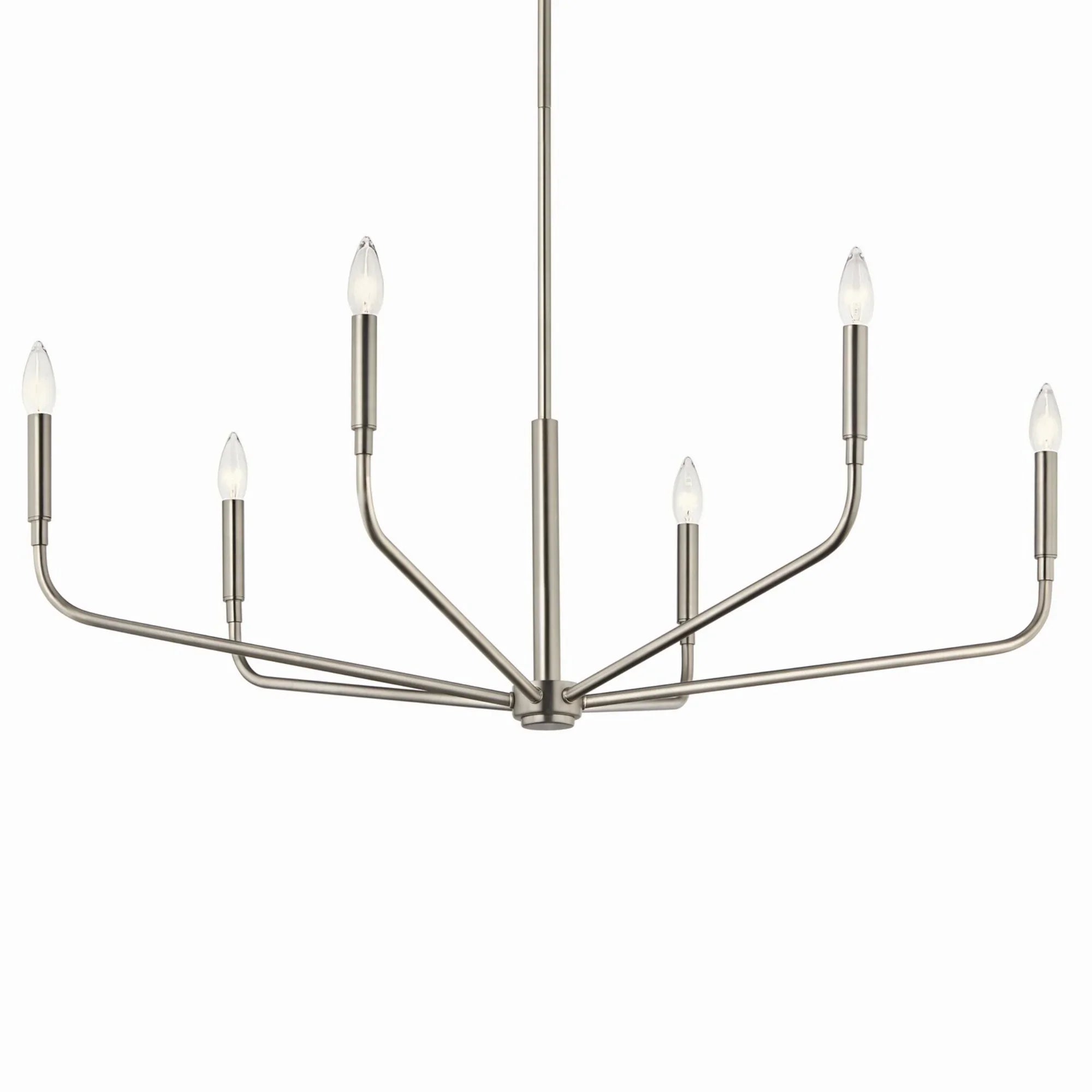 Madden 38" 6-Light Chandelier, Brushed Nickel Finish - Bees Lighting