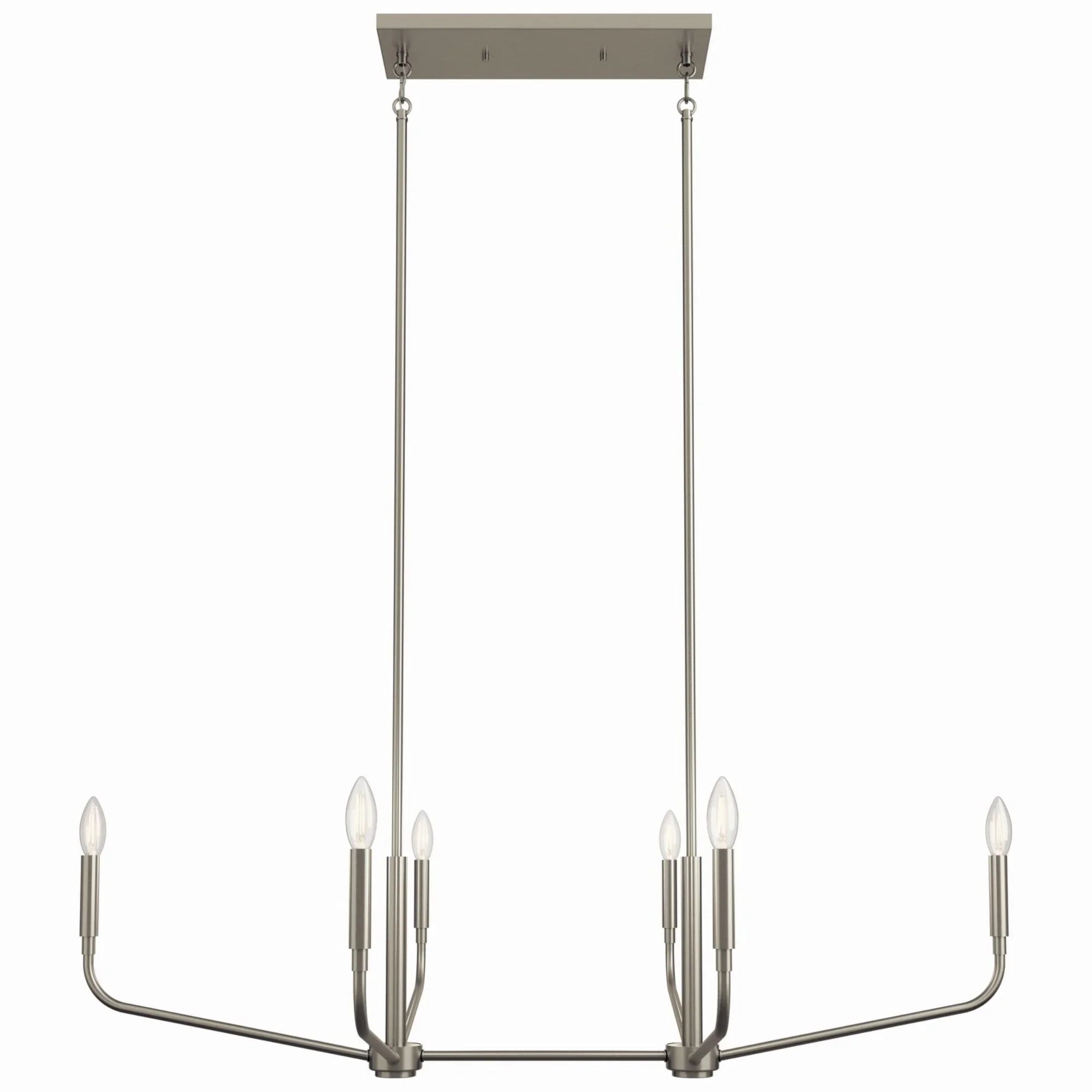 Madden 45" 6-Light Linear Chandelier, Brushed Nickel Finish - Bees Lighting