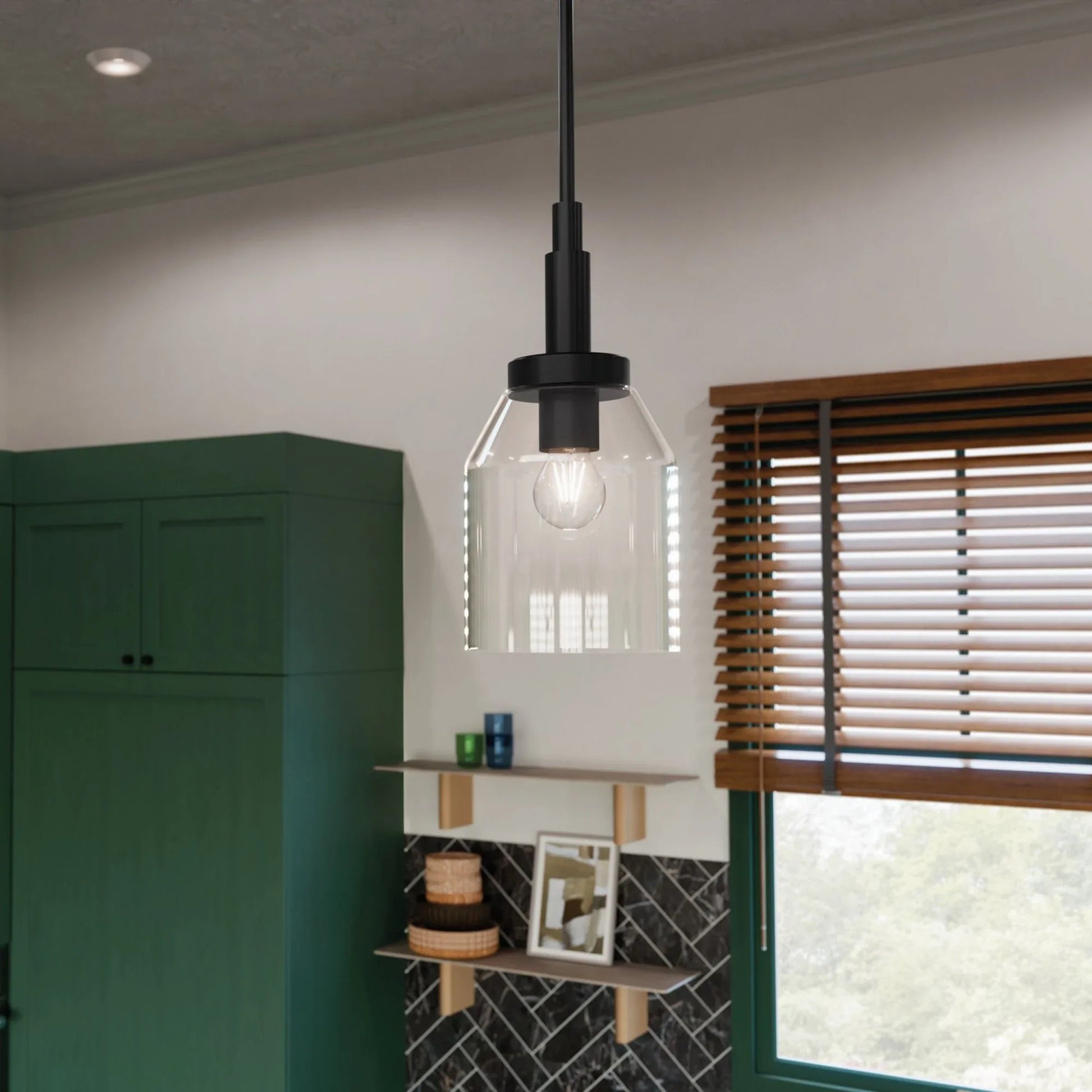 Madden 15" Mini Pendant, Black Finish - Bees Lighting
