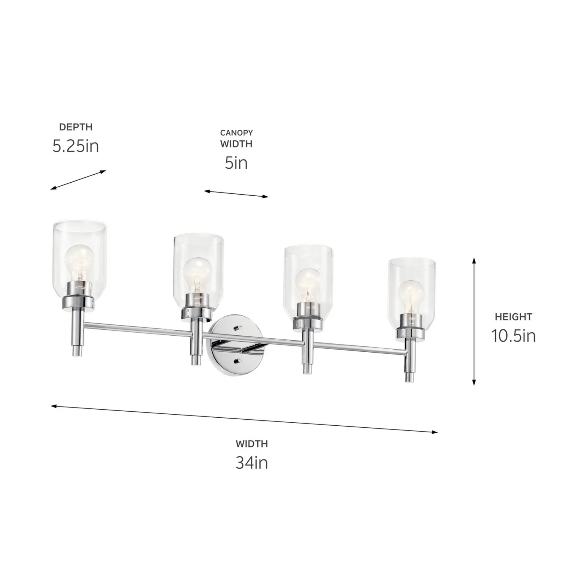 Madden 34" 4-Light Vanity Light, Chrome Finish - Bees Lighting
