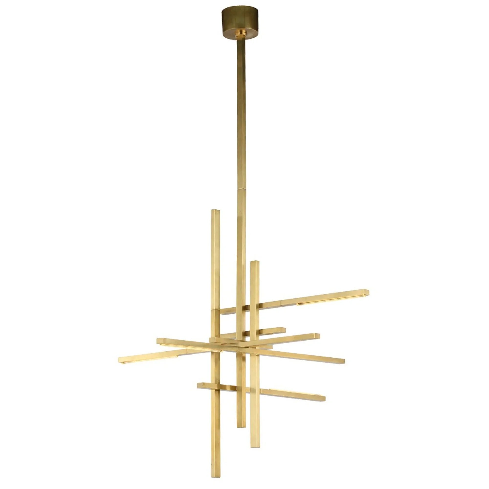 Cityscape 36" 6-Light LED Large Chandelier, 120-277V, Hand Rubbed Antique Brass Finish - Bees Lighting