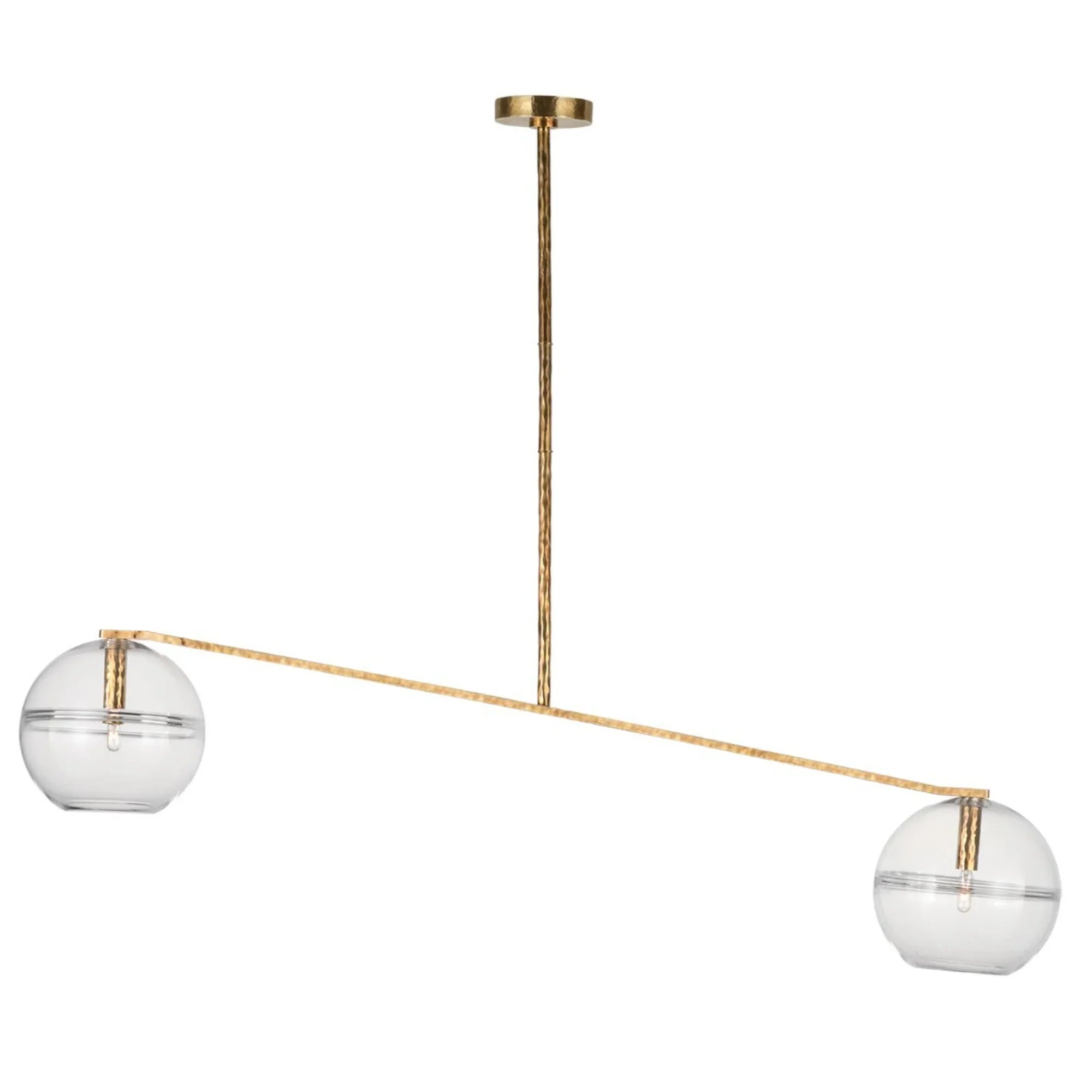 Lowing 59" 2-Light LED Medium Wide Chandelier, Polished Antique Brass Finish - Bees Lighting