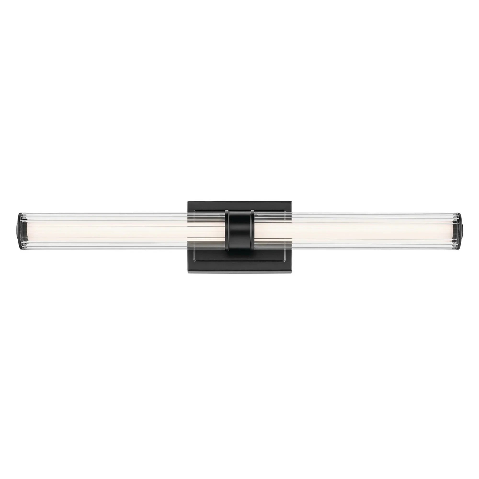 Laurene 31" LED Linear Bath Vanity, Black Finish, Fluted Glass - Bees Lighting