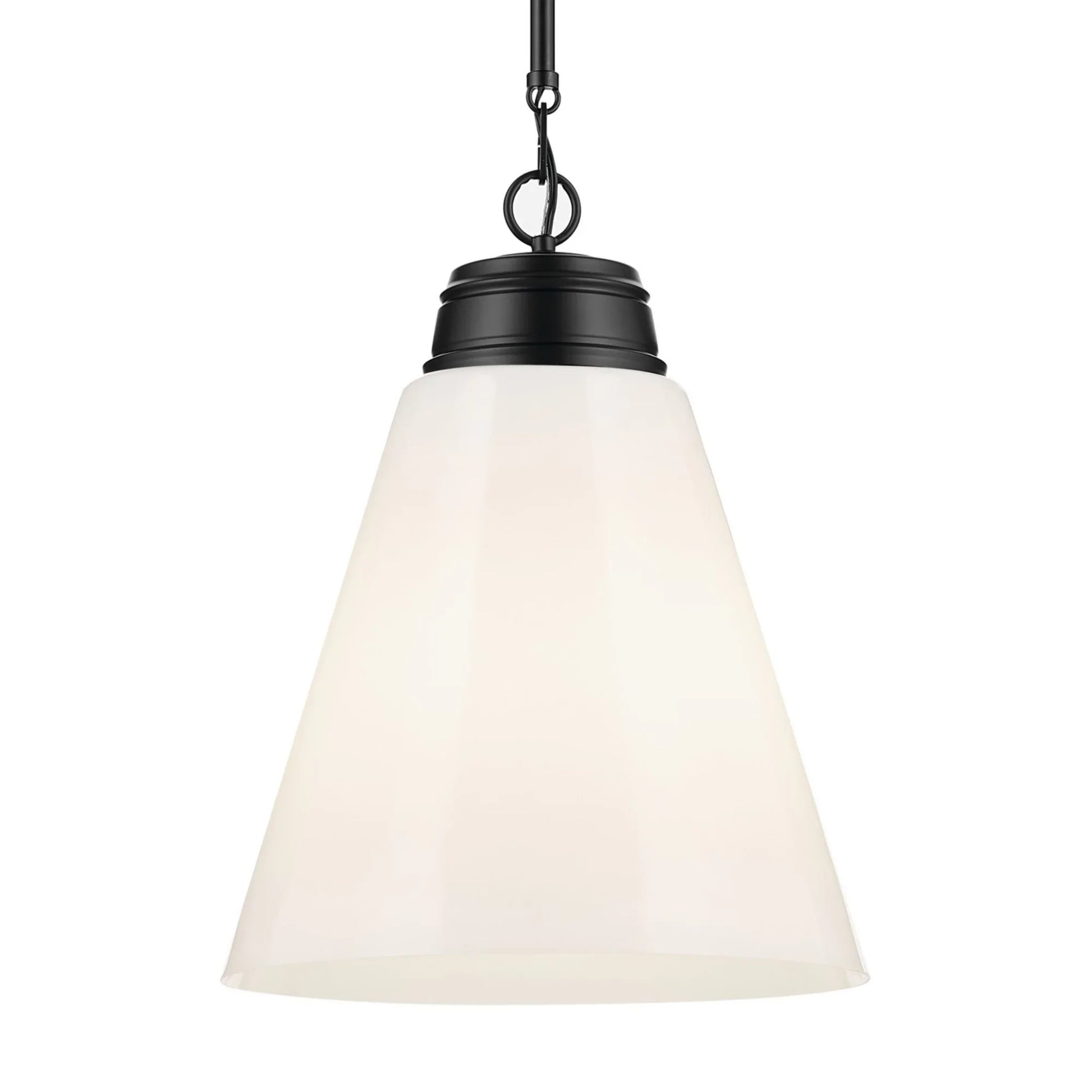 Marsailli 16" Pendant, Black Finish, Opal Glass - Bees Lighting