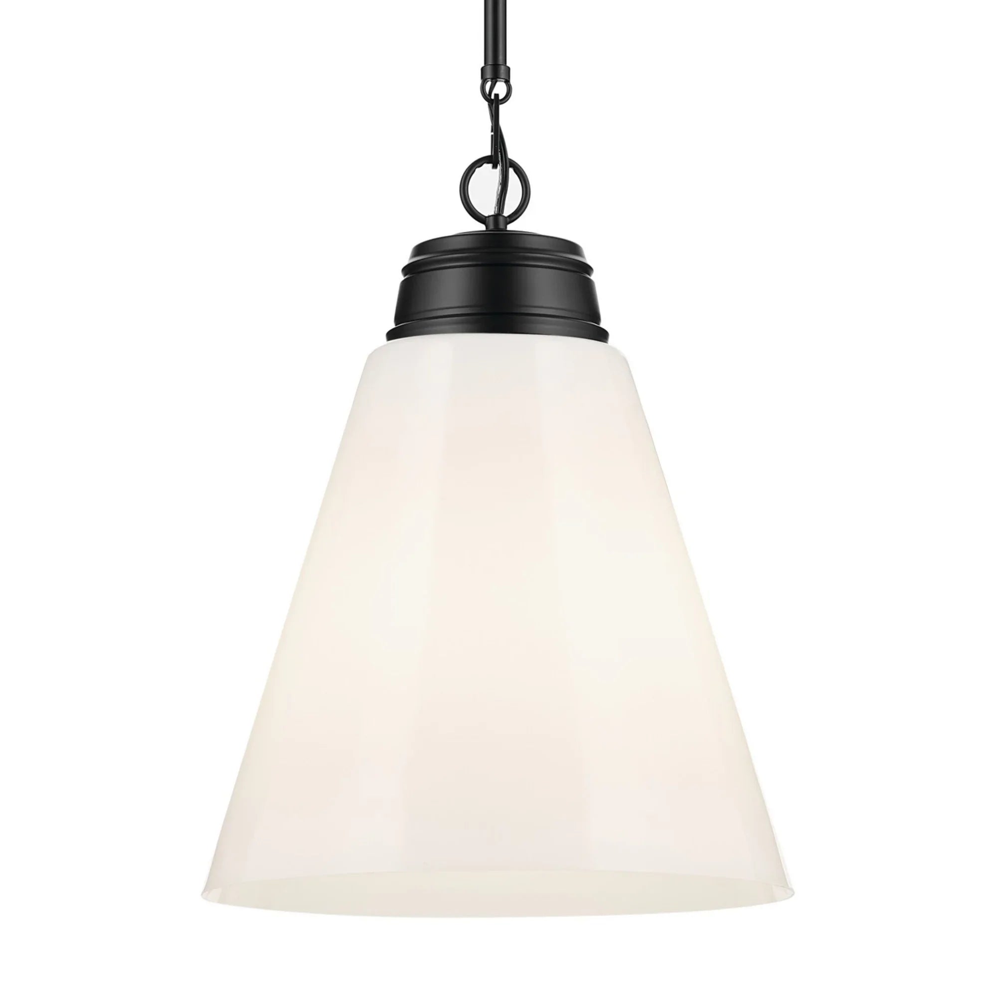 Marsailli 16" Pendant, Black Finish, Opal Glass - Bees Lighting