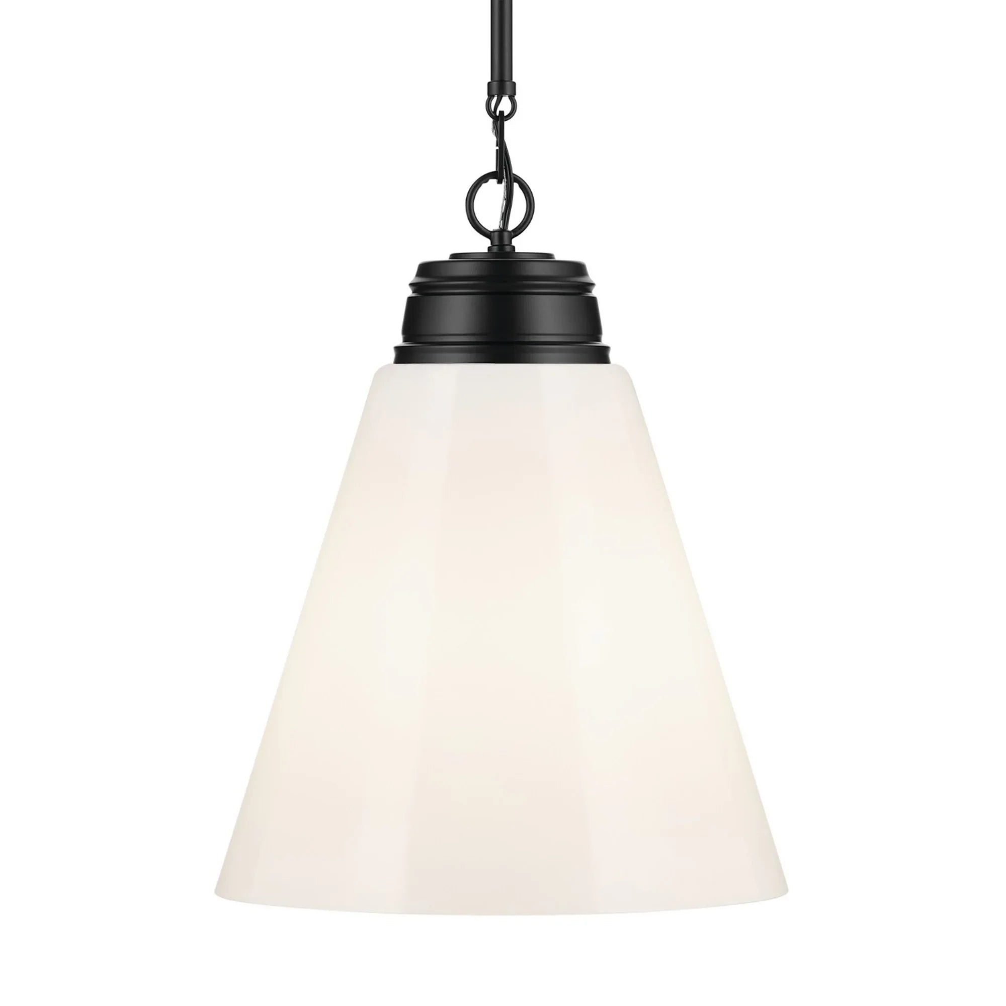 Marsailli 16" Pendant, Black Finish, Opal Glass - Bees Lighting