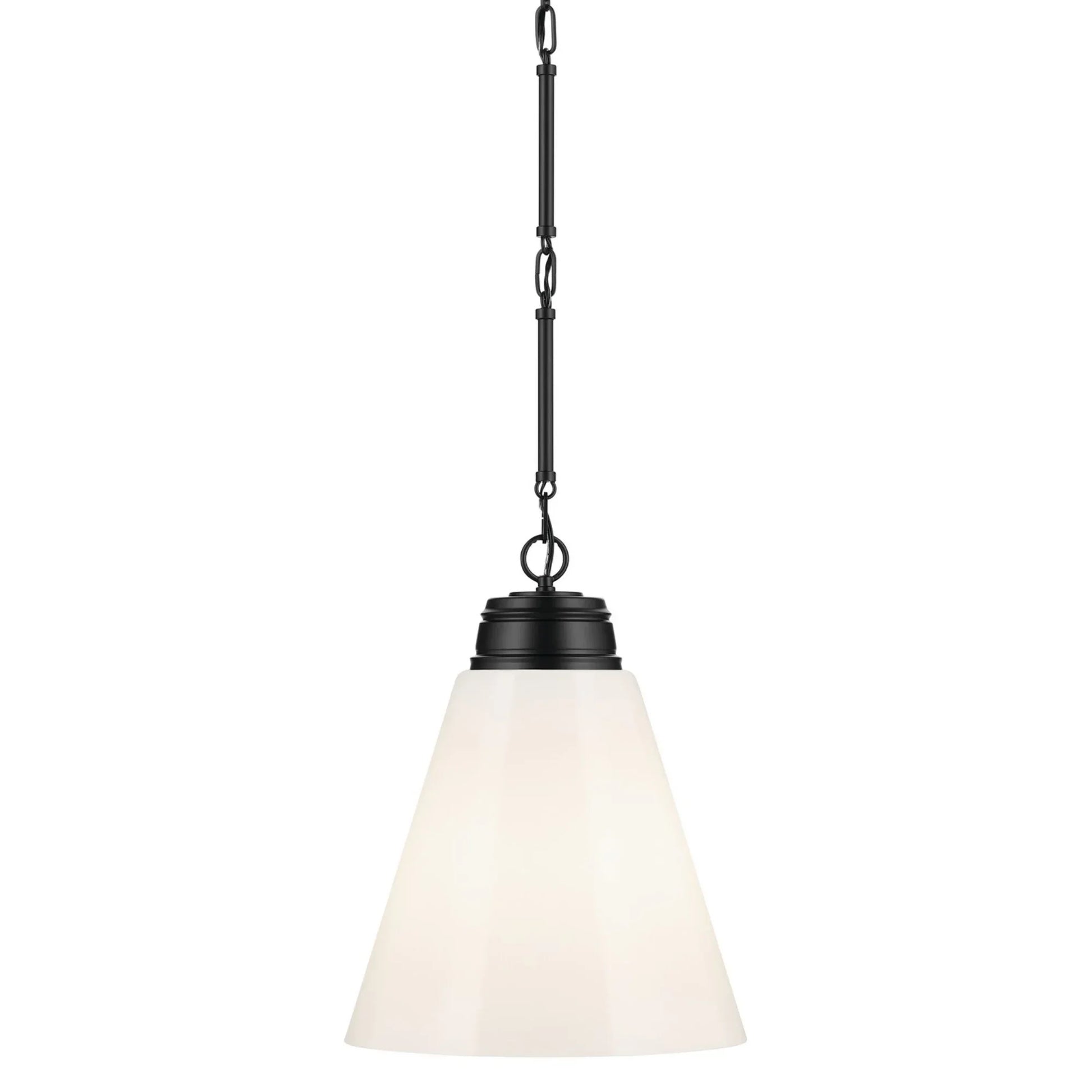 Marsailli 16" Pendant, Black Finish, Opal Glass - Bees Lighting