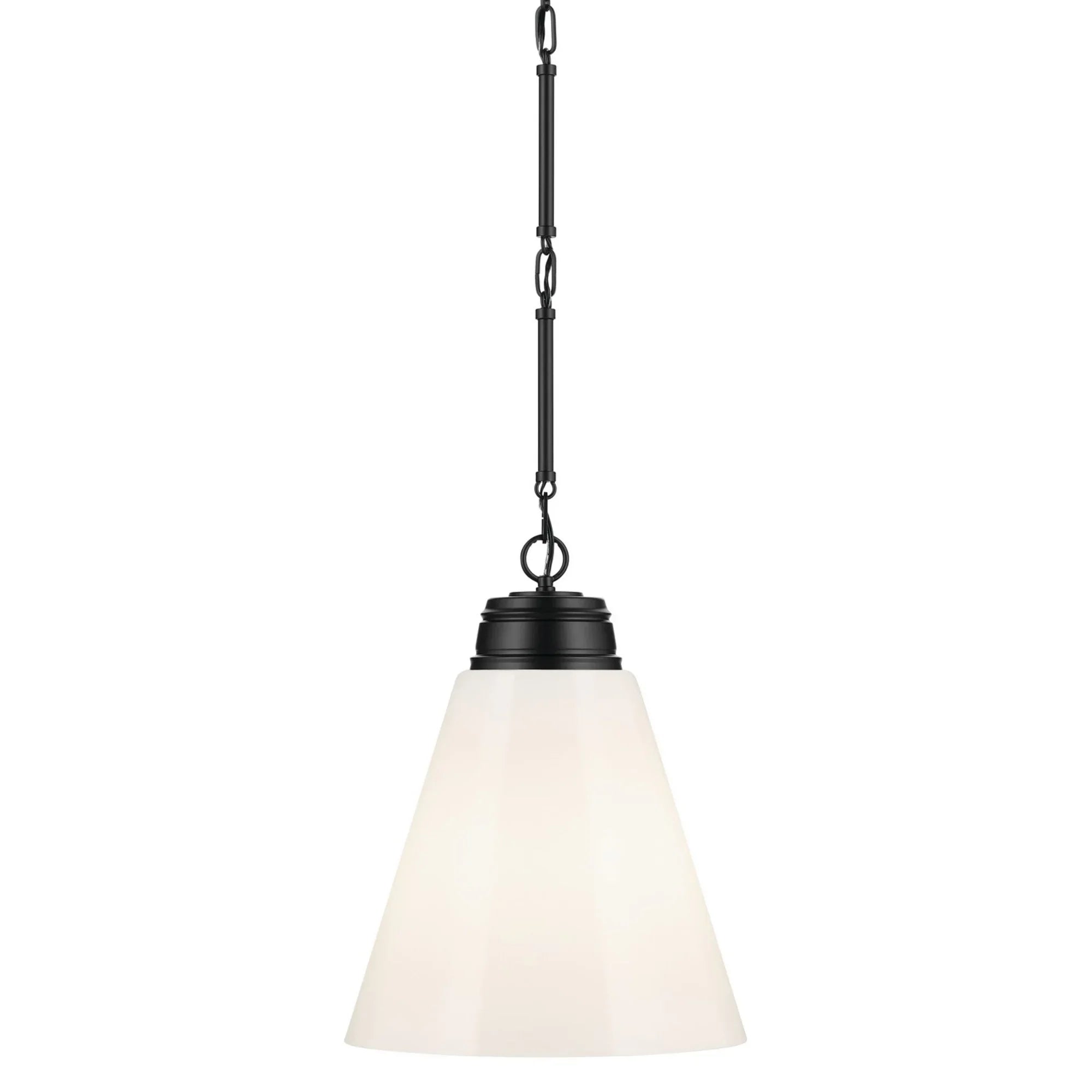 Marsailli 16" Pendant, Black Finish, Opal Glass - Bees Lighting