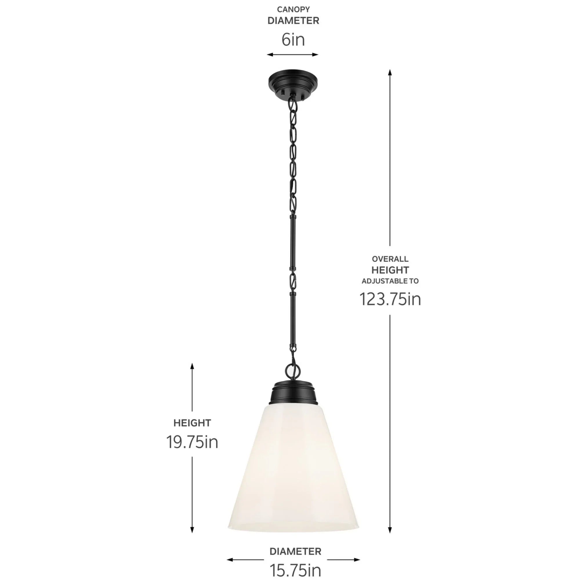 Marsailli 16" Pendant, Black Finish, Opal Glass - Bees Lighting