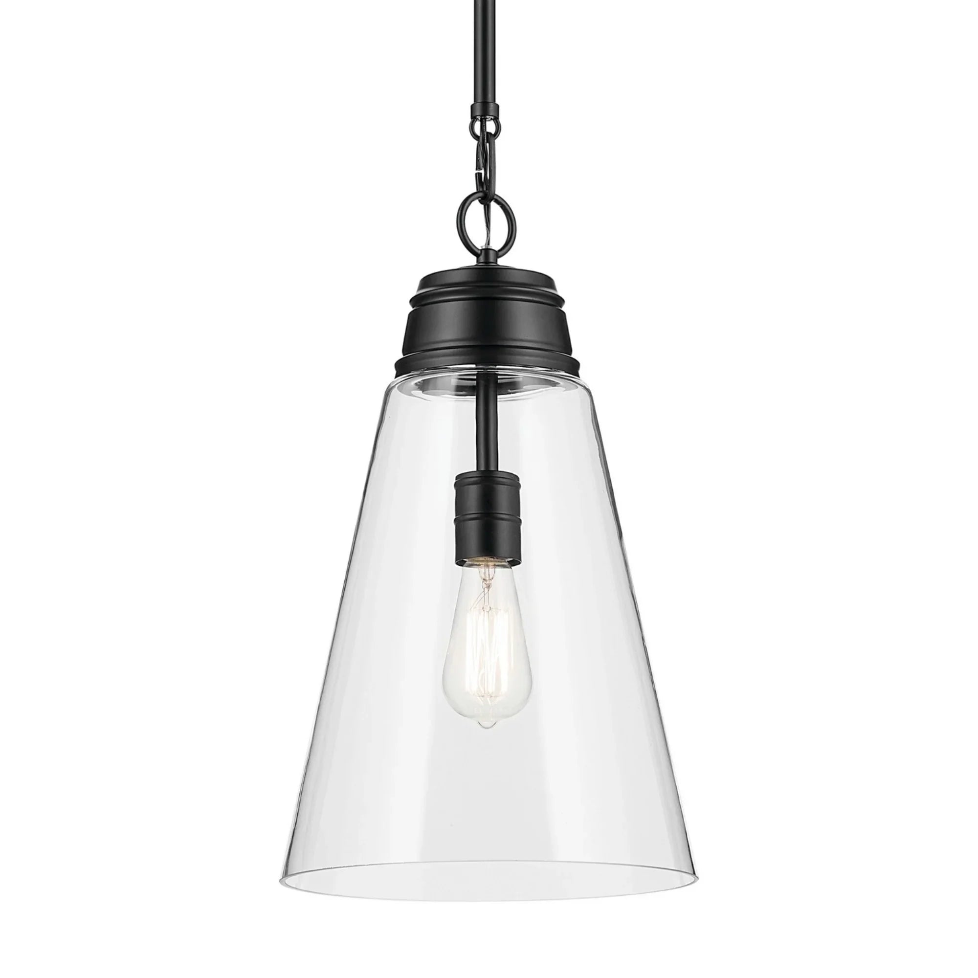 Marsailli 12" Pendant, Black Finish, Clear Glass - Bees Lighting