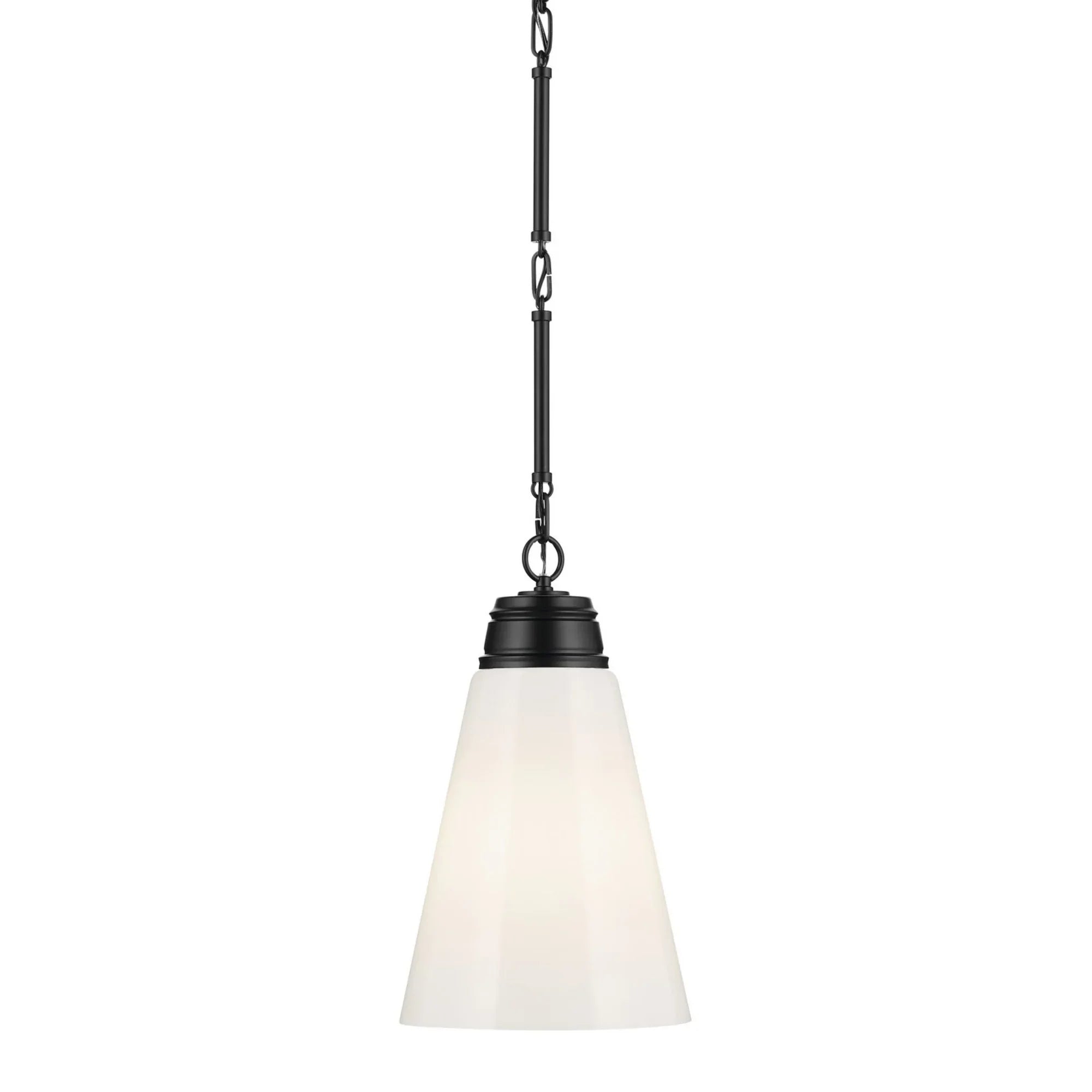 Marsailli 12" Pendant, Black Finish, Opal Glass - Bees Lighting