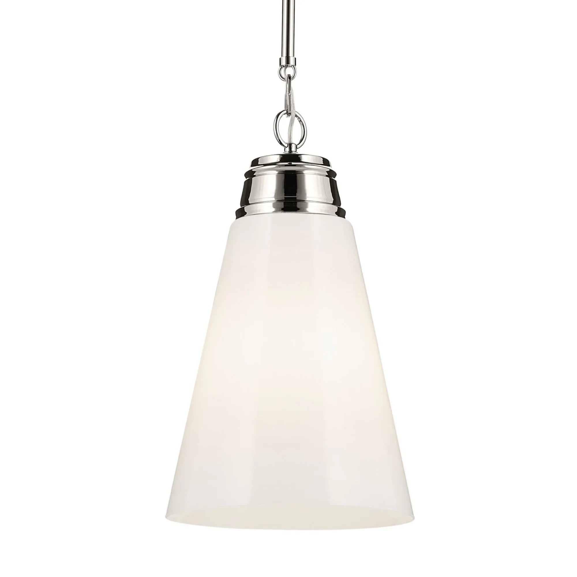 Marsailli 12" Pendant, Polished Nickel Finish, Opal Glass - Bees Lighting