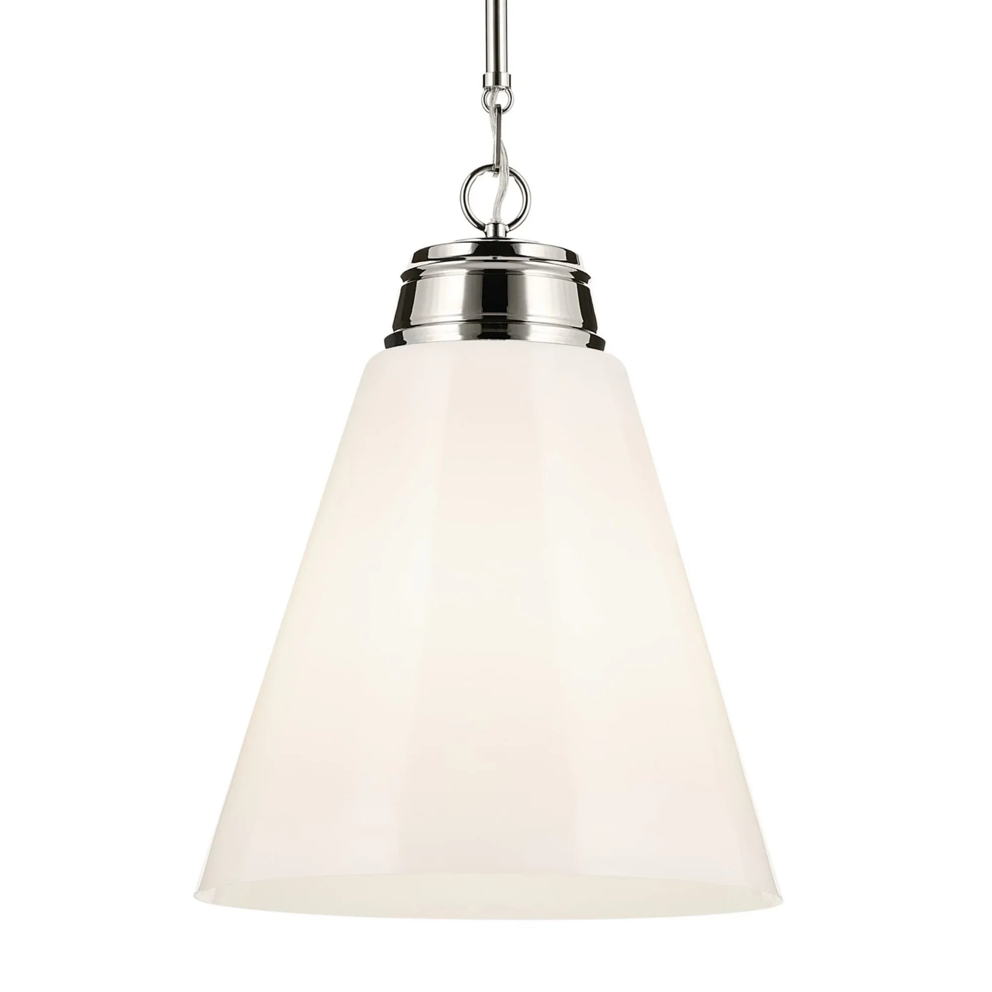 Marsailli 16" Pendant, Polished Nickel Finish, Opal Glass - Bees Lighting