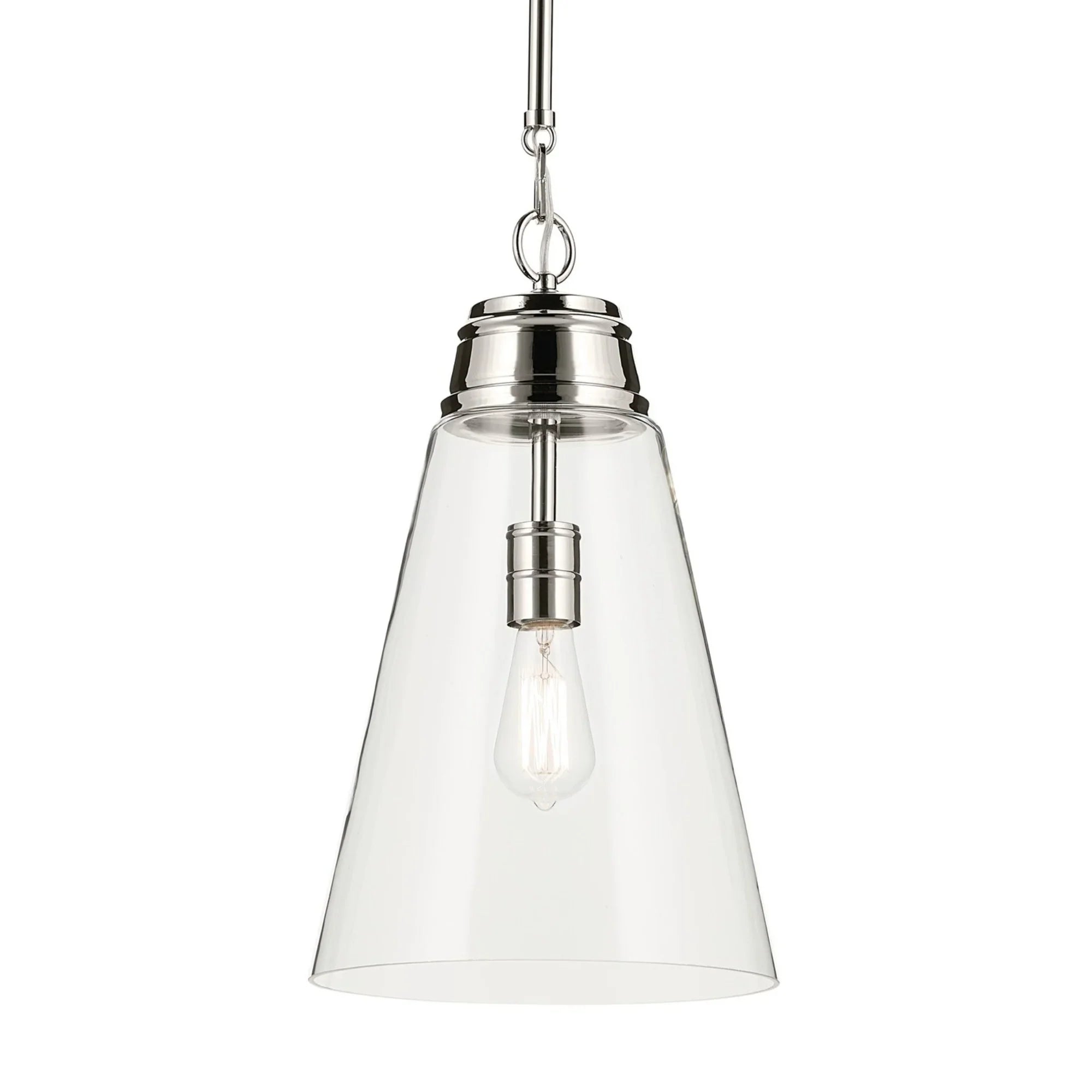 Marsailli 12" Pendant, Polished Nickel Finish, Clear Glass - Bees Lighting