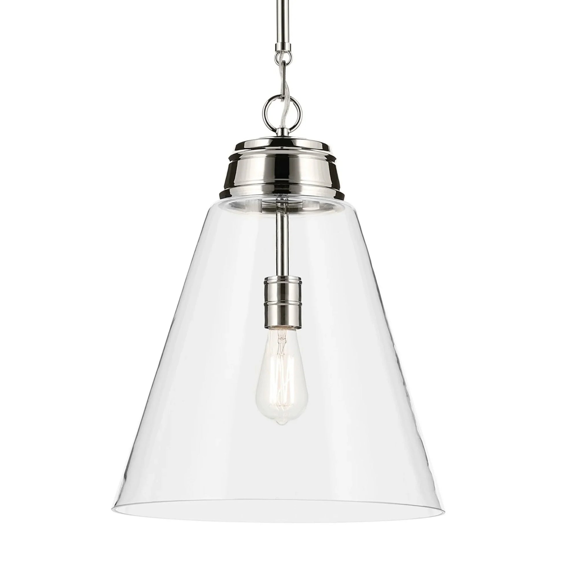 Marsailli 16" Pendant, Polished Nickel Finish, Clear Glass - Bees Lighting