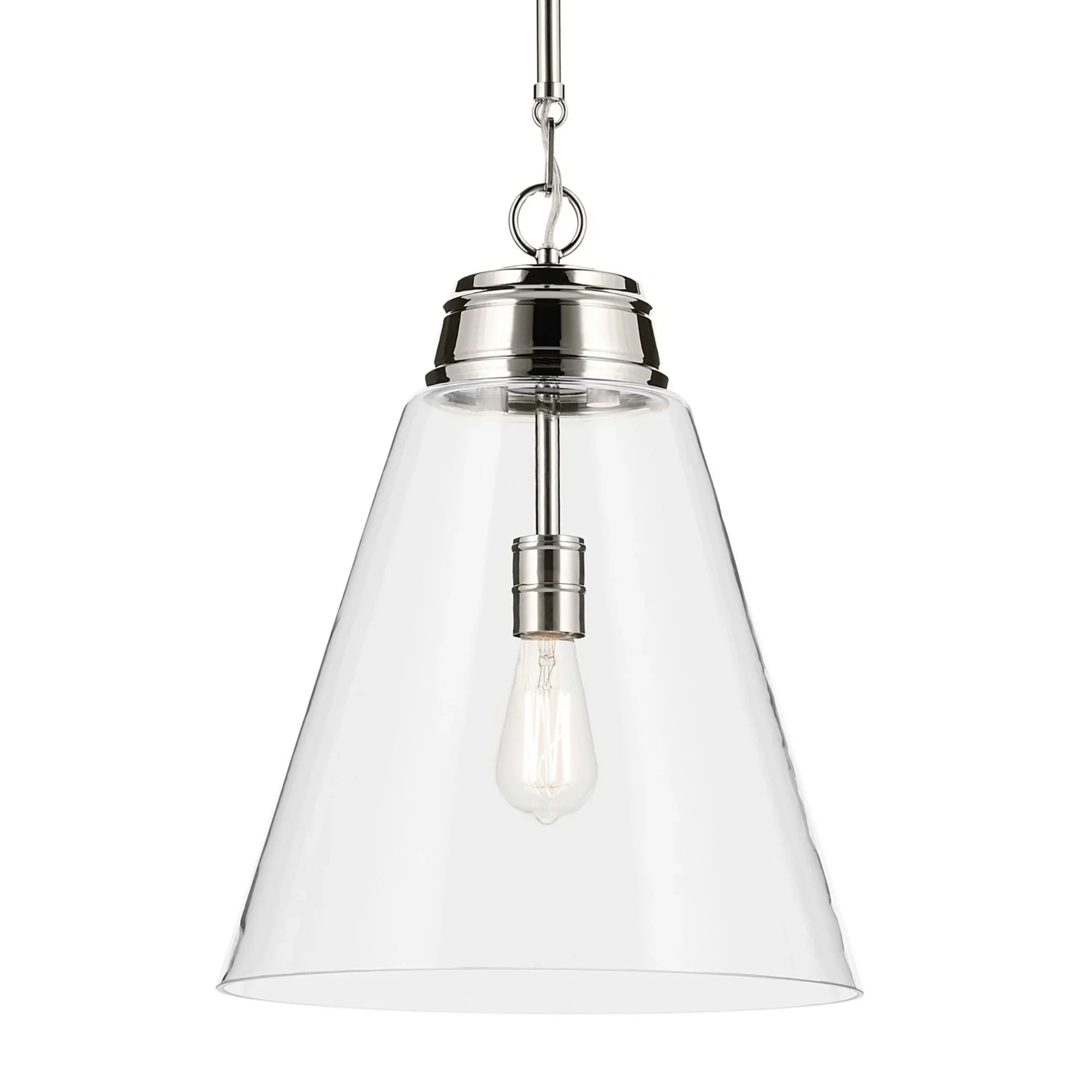 Marsailli 16" Pendant, Polished Nickel Finish, Clear Glass - Bees Lighting