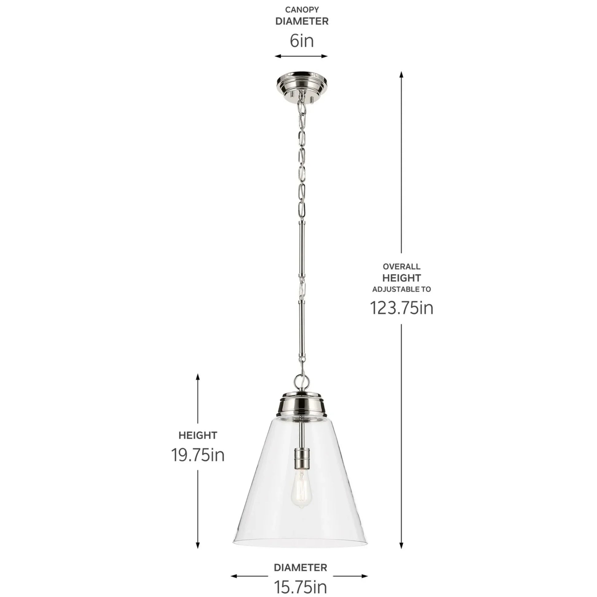 Marsailli 16" Pendant, Polished Nickel Finish, Clear Glass - Bees Lighting