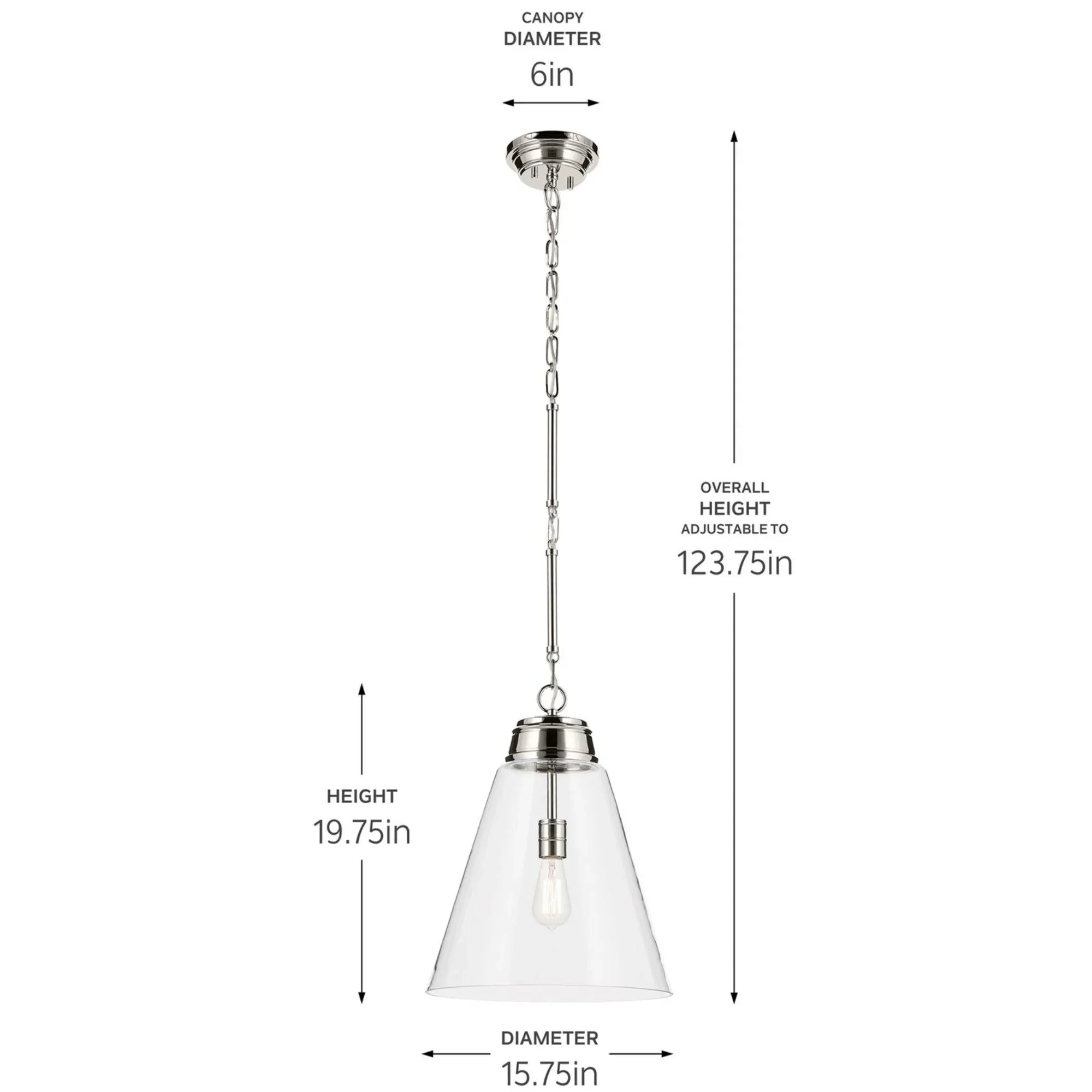 Marsailli 16" Pendant, Polished Nickel Finish, Clear Glass - Bees Lighting