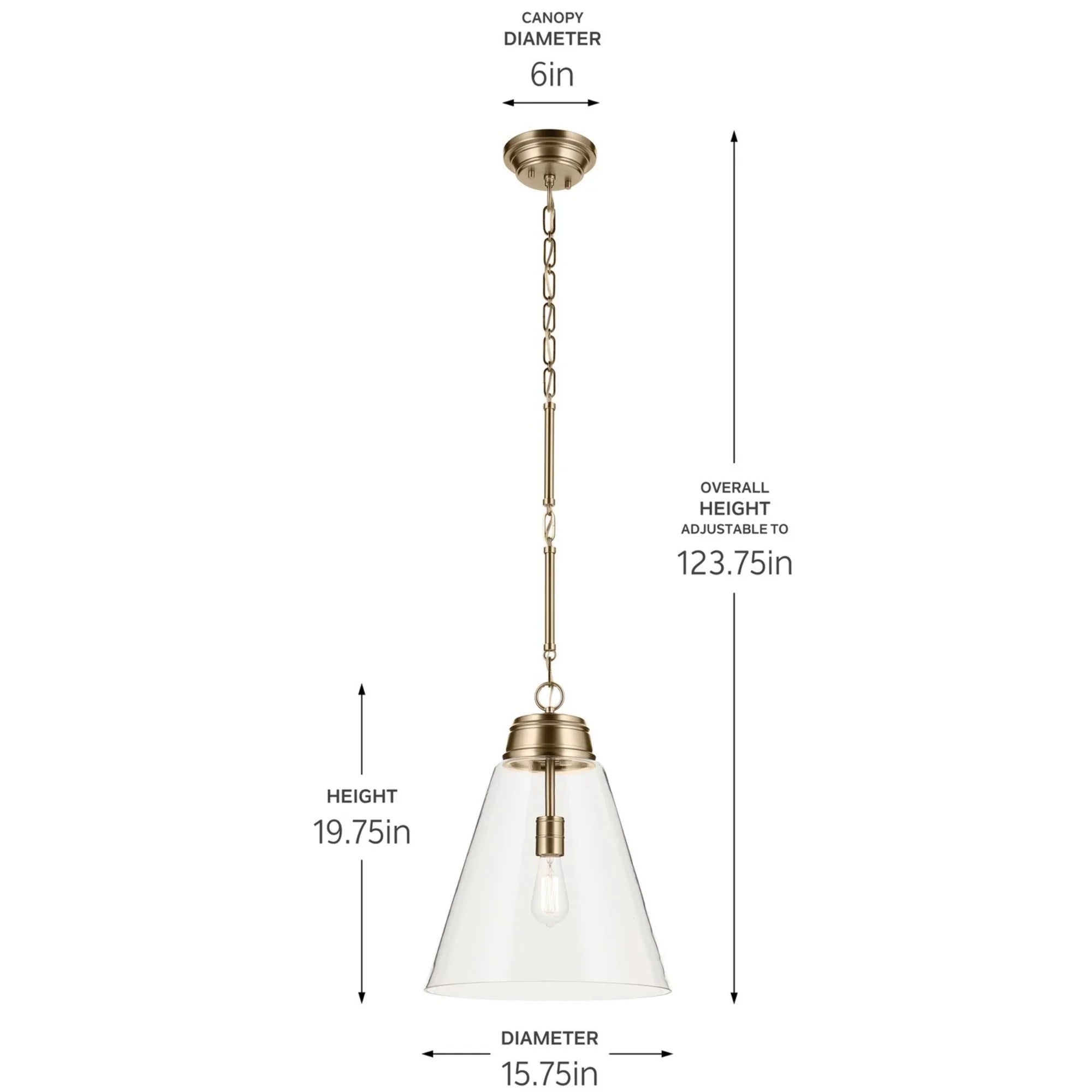 Marsailli 16" Pendant, Champagne Bronze Finish, Clear Glass - Bees Lighting