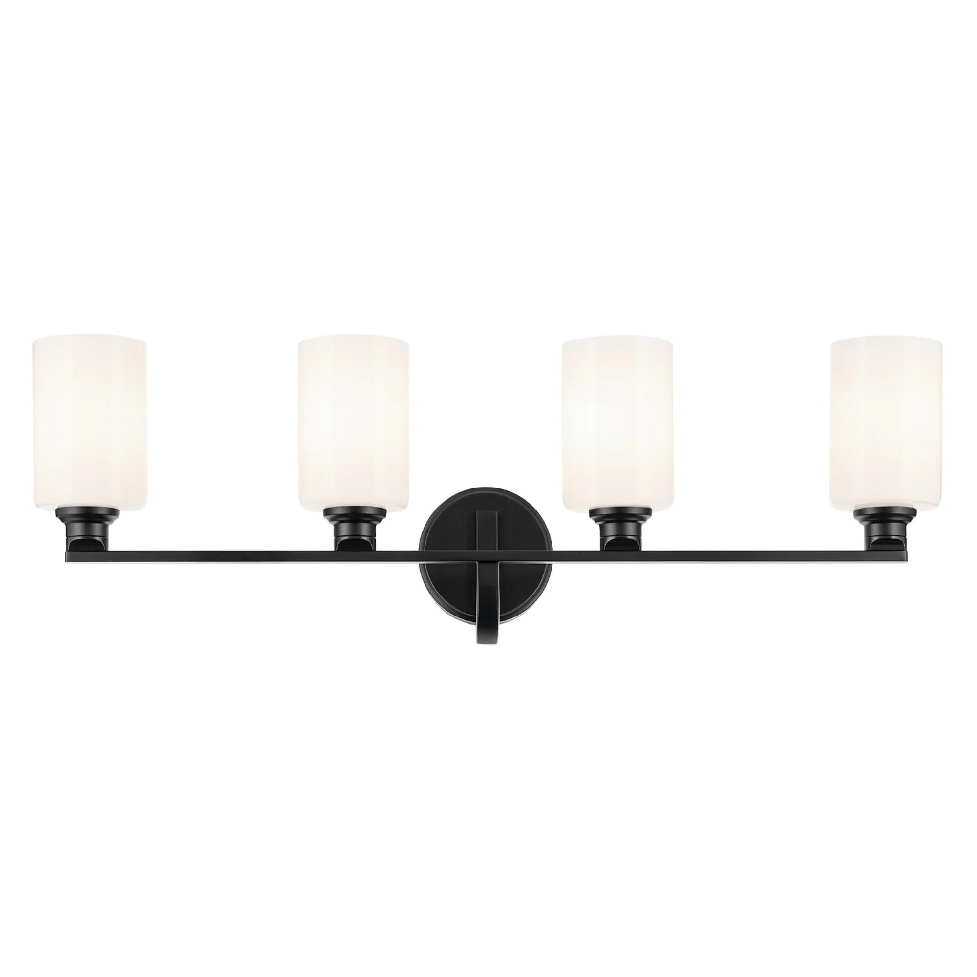 Gioe 32" 4-Light Bath Vanity Light, Black Finish Etched Glass - Bees Lighting